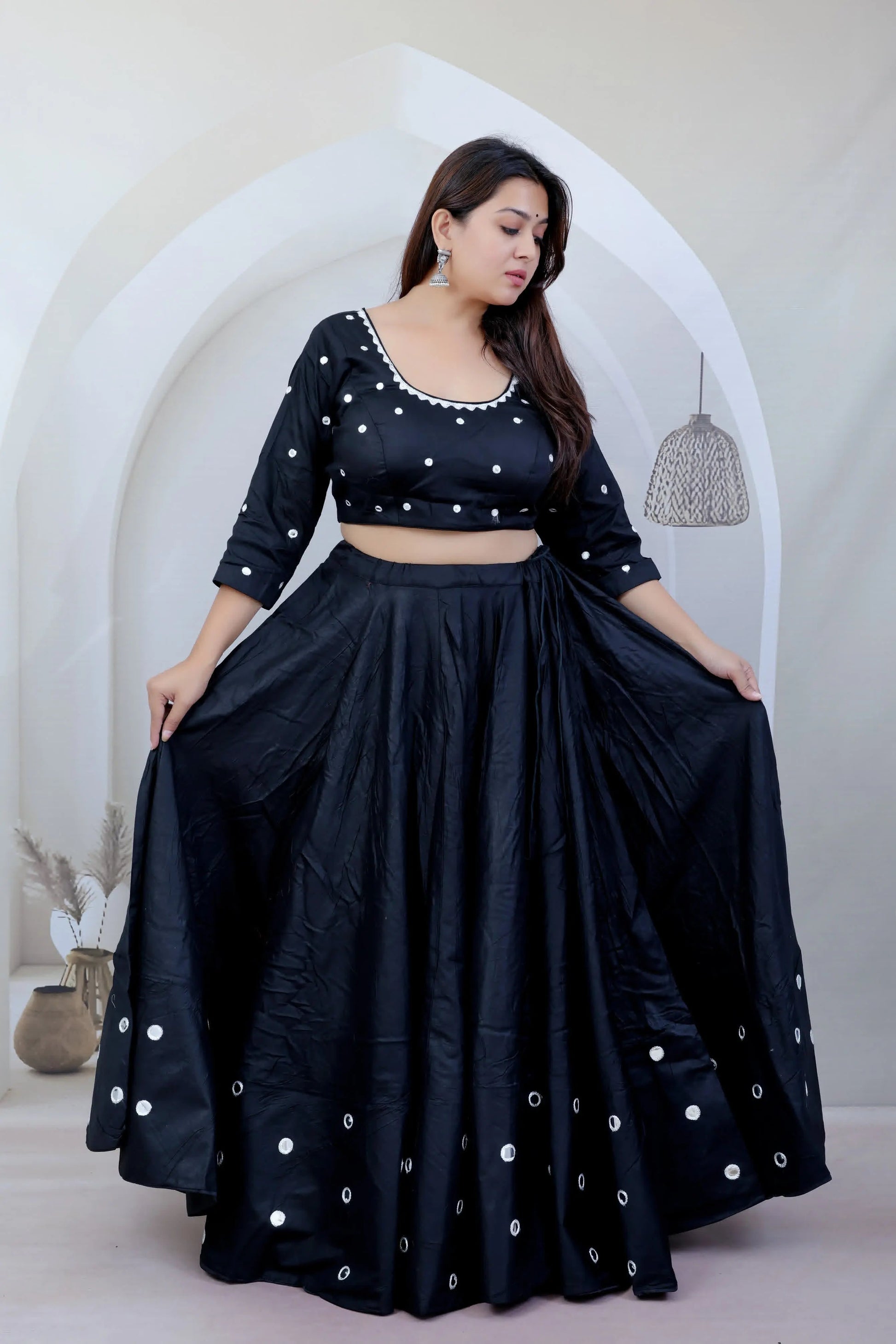 Meera Black Kutchhi Embroidered Soft Cotton Chaniyacholi RAKHIYO