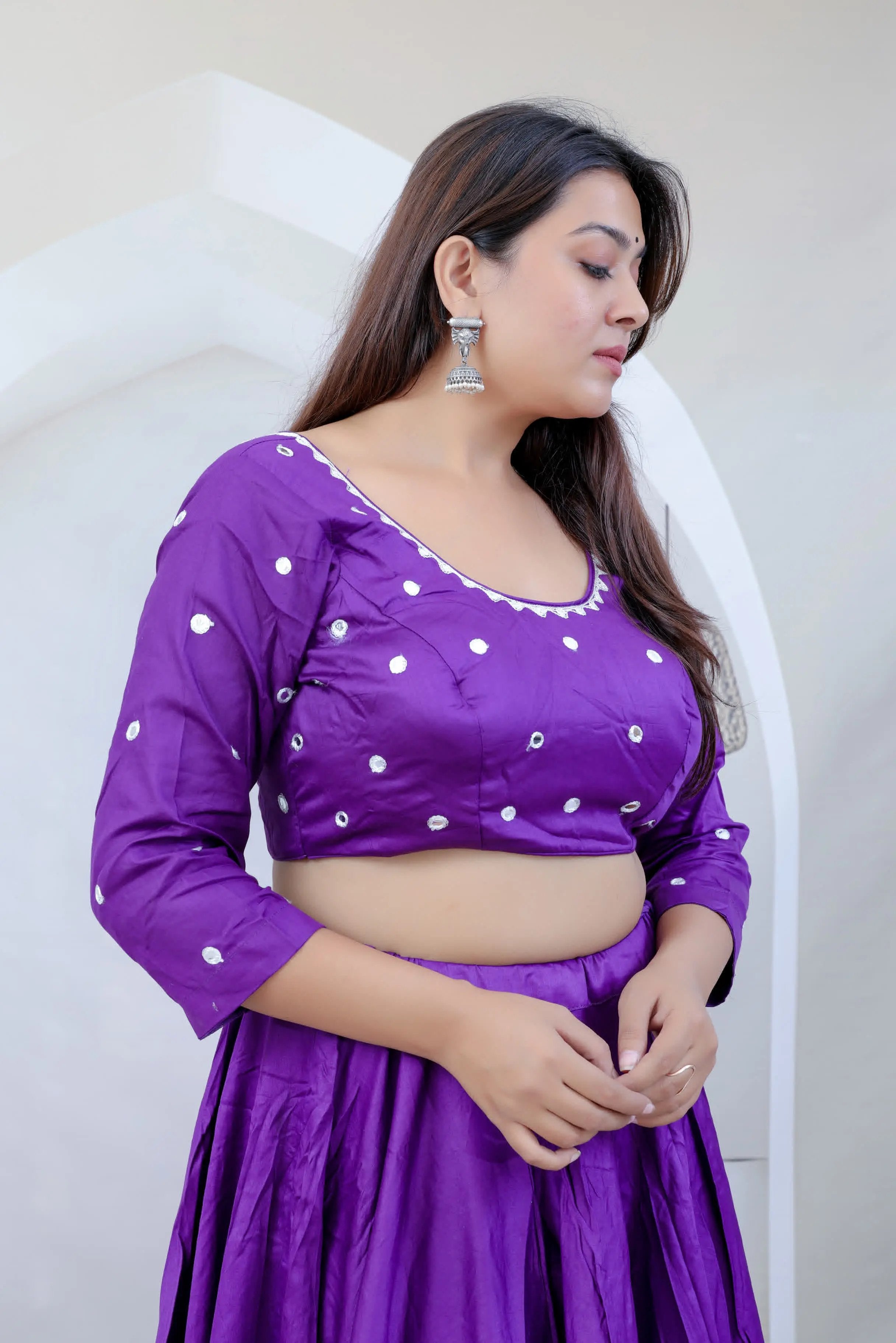 Lavanya Light Purple Kutchhi Embroidered Soft Cotton Chaniyacholi RAKHIYO