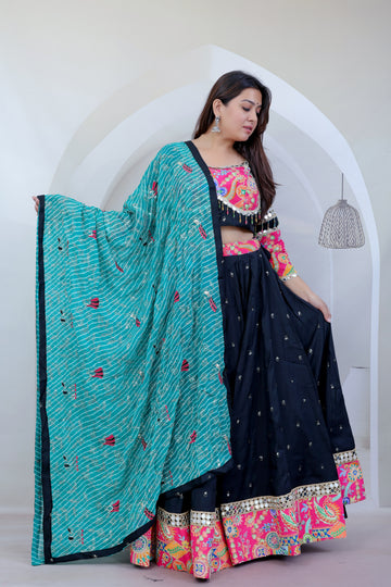 Jyoti Black Kutchhi Embroidered Soft Cotton Chaniyacholi