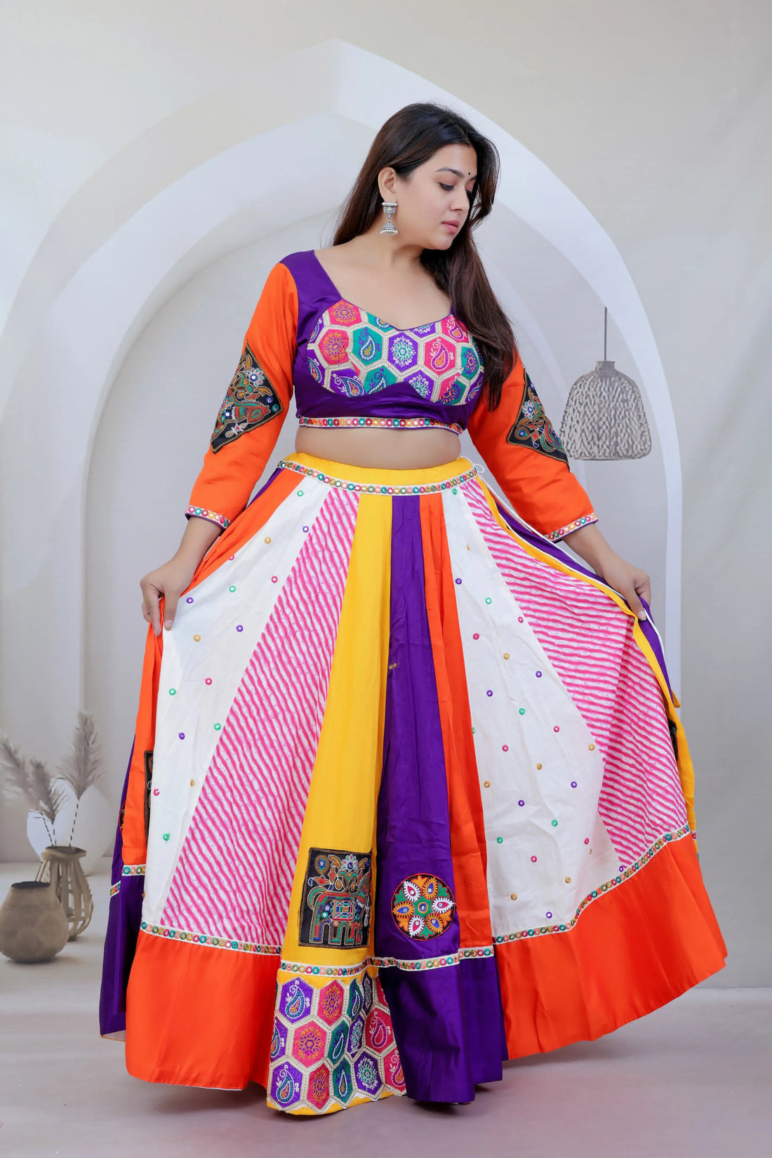 Kajal Mustard Multi Kutchhi Embroidered Soft Cotton Chaniyacholi RAKHIYO