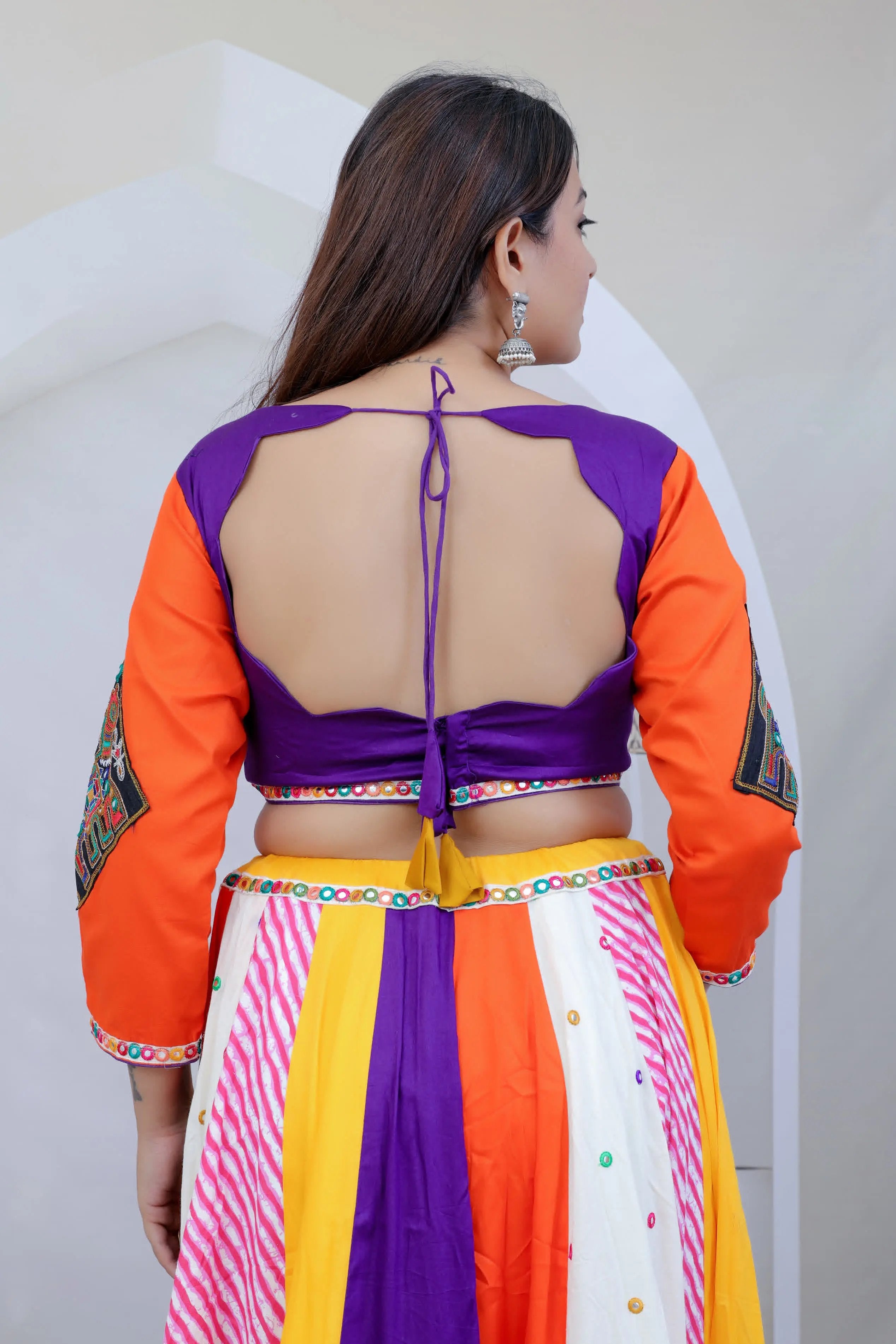 Kajal Mustard Multi Kutchhi Embroidered Soft Cotton Chaniyacholi RAKHIYO