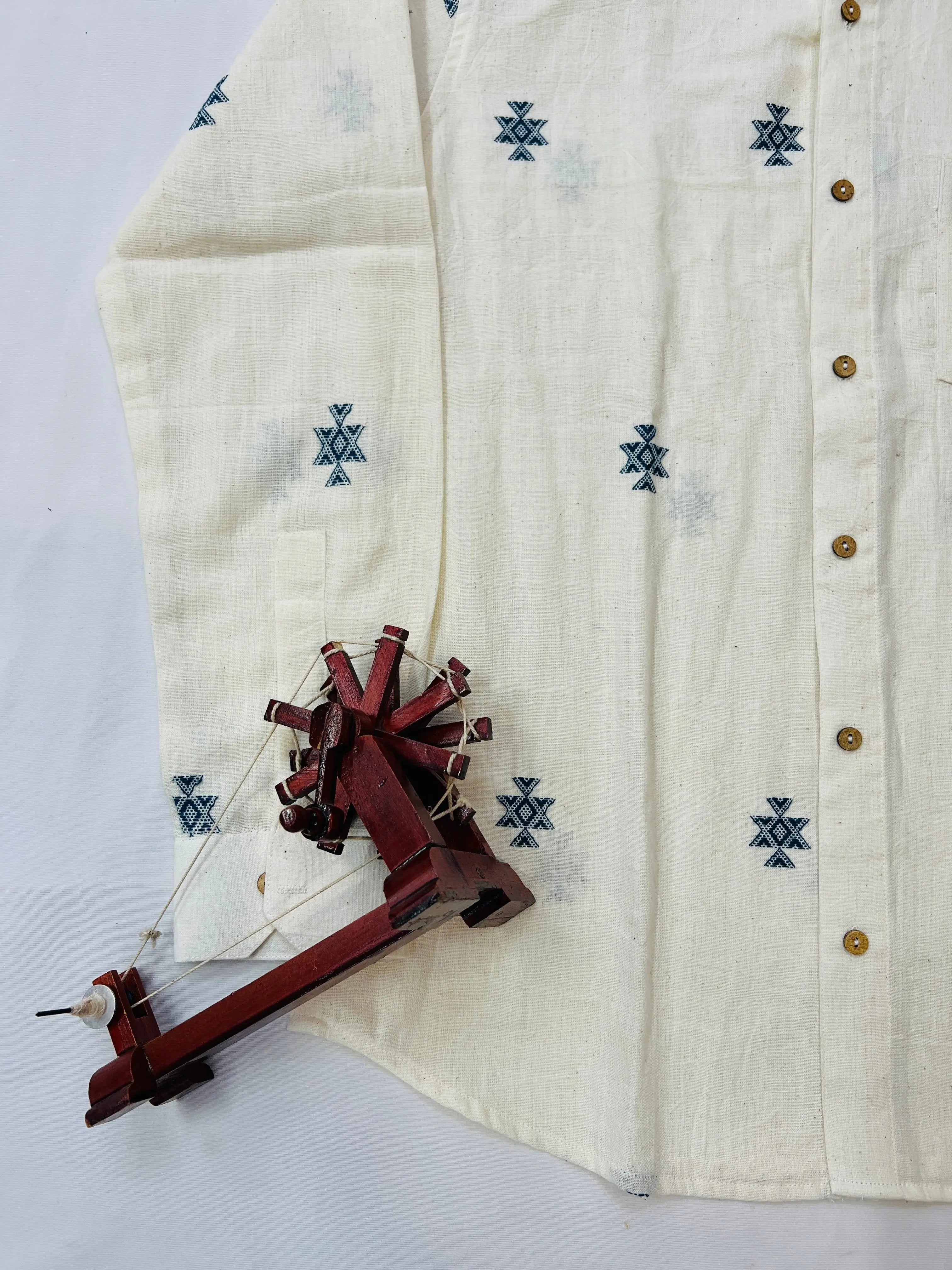 Chomakh Cream Kala Cotton Full Sleeve Shirt RAKHIYO