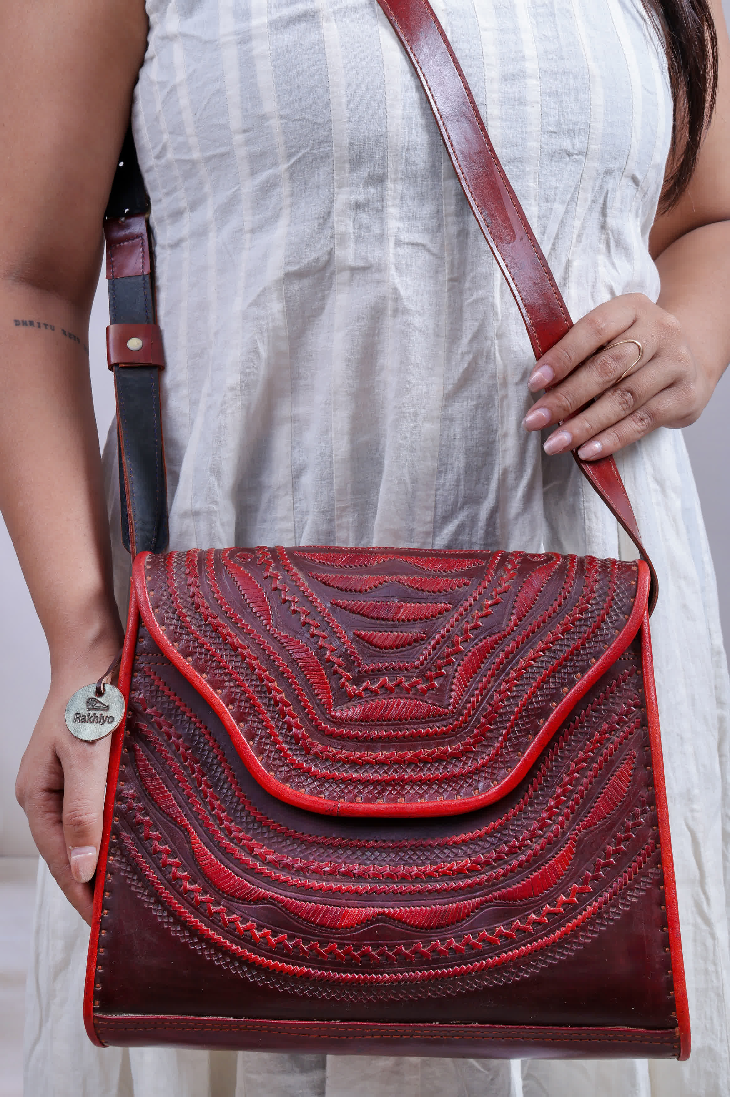 Kashida Embroidered Leather- The Sling RAKHIYO