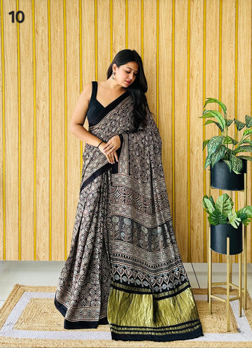 Ajarakh Tissue Modal Saree RAKHIYO