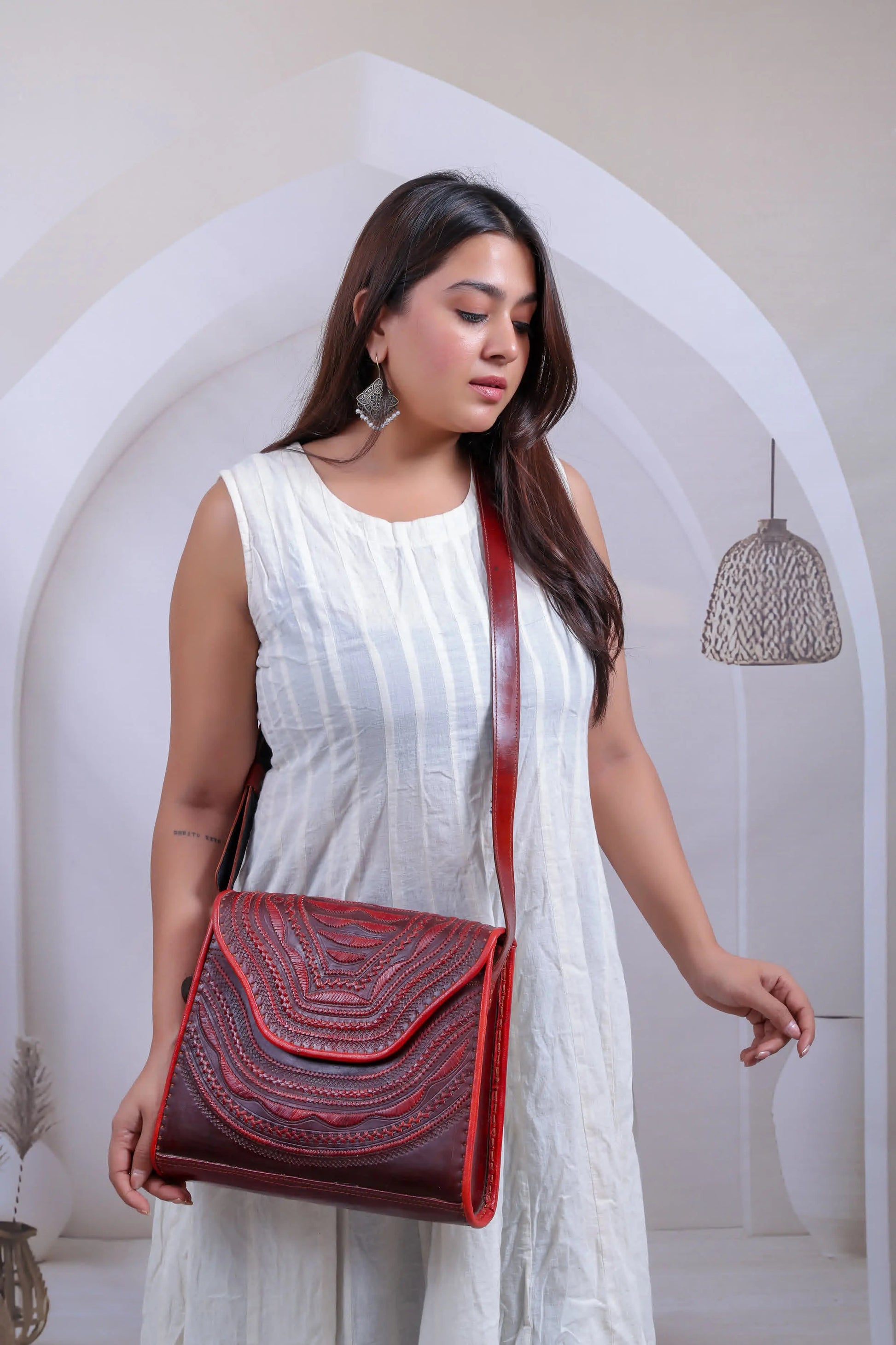 Kashida Embroidered Leather- The Sling RAKHIYO