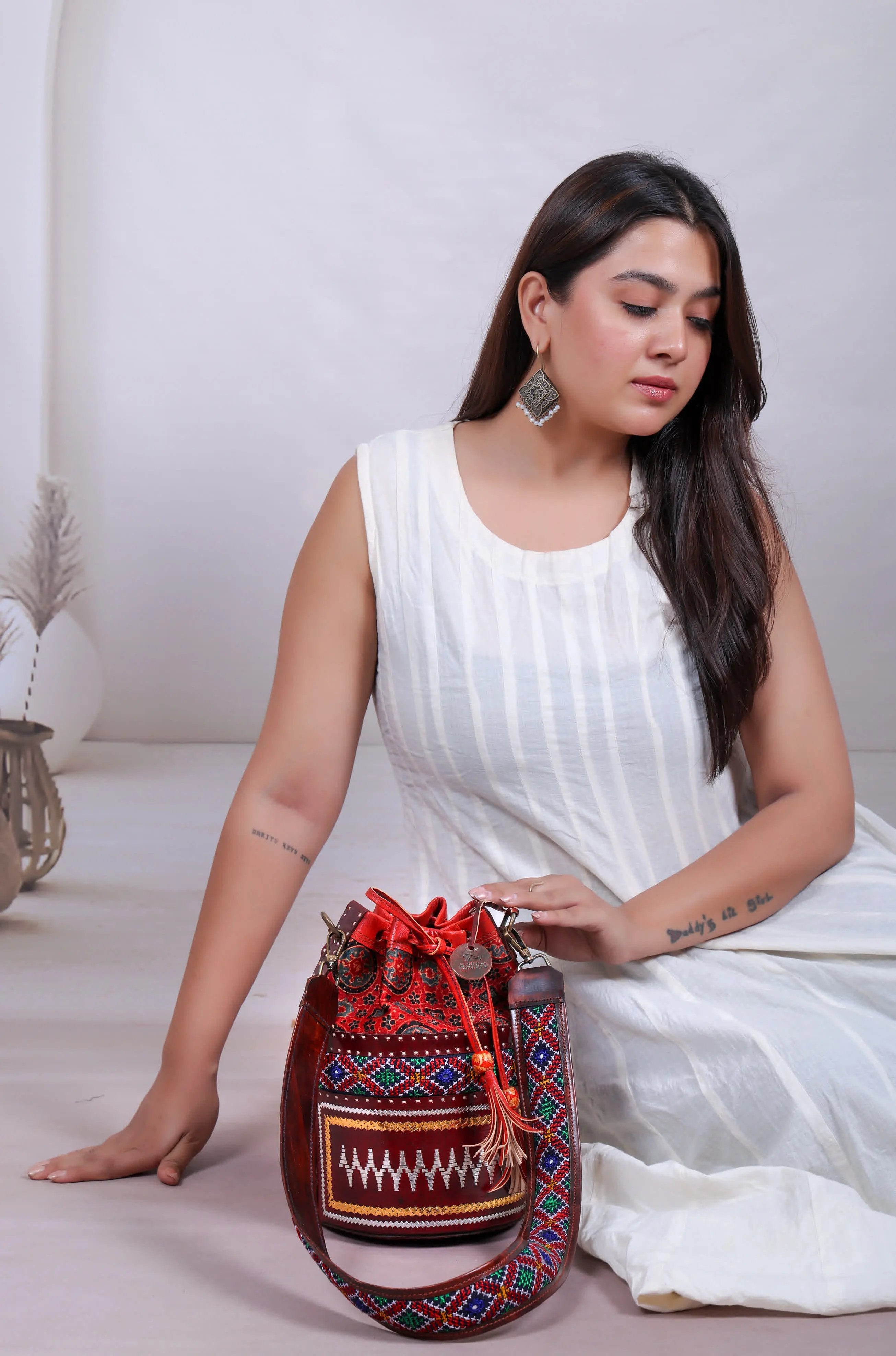 Maroon Ajarakh Jat - The Potli Bag RAKHIYO