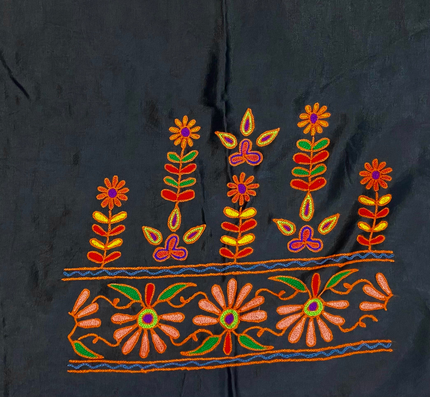 Aari Work Kutch Embroidered Mashroo Silk Blouse Piece
