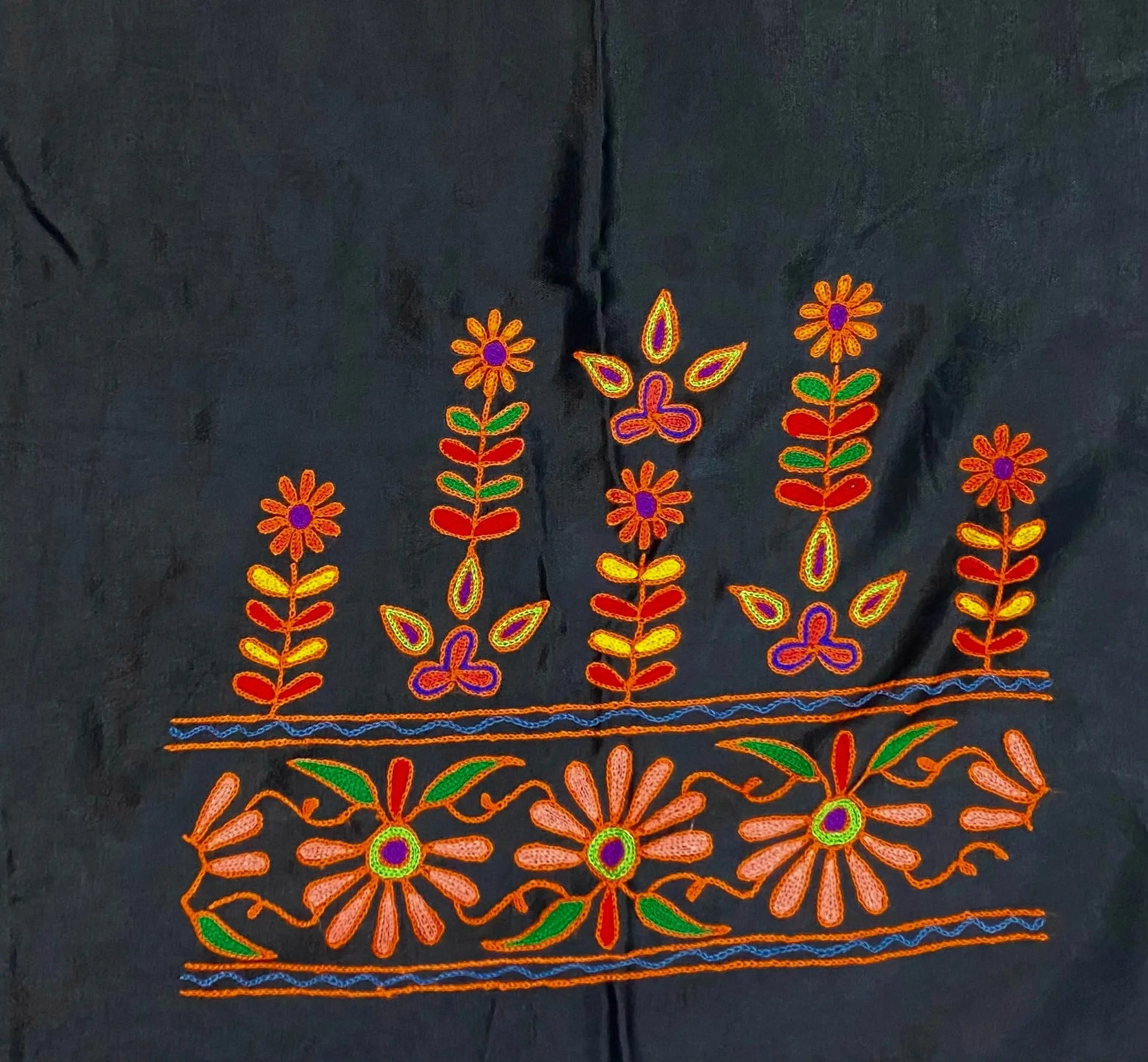 Aari Work Kutch Embroidered Mashroo Silk Blouse Piece RAKHIYO