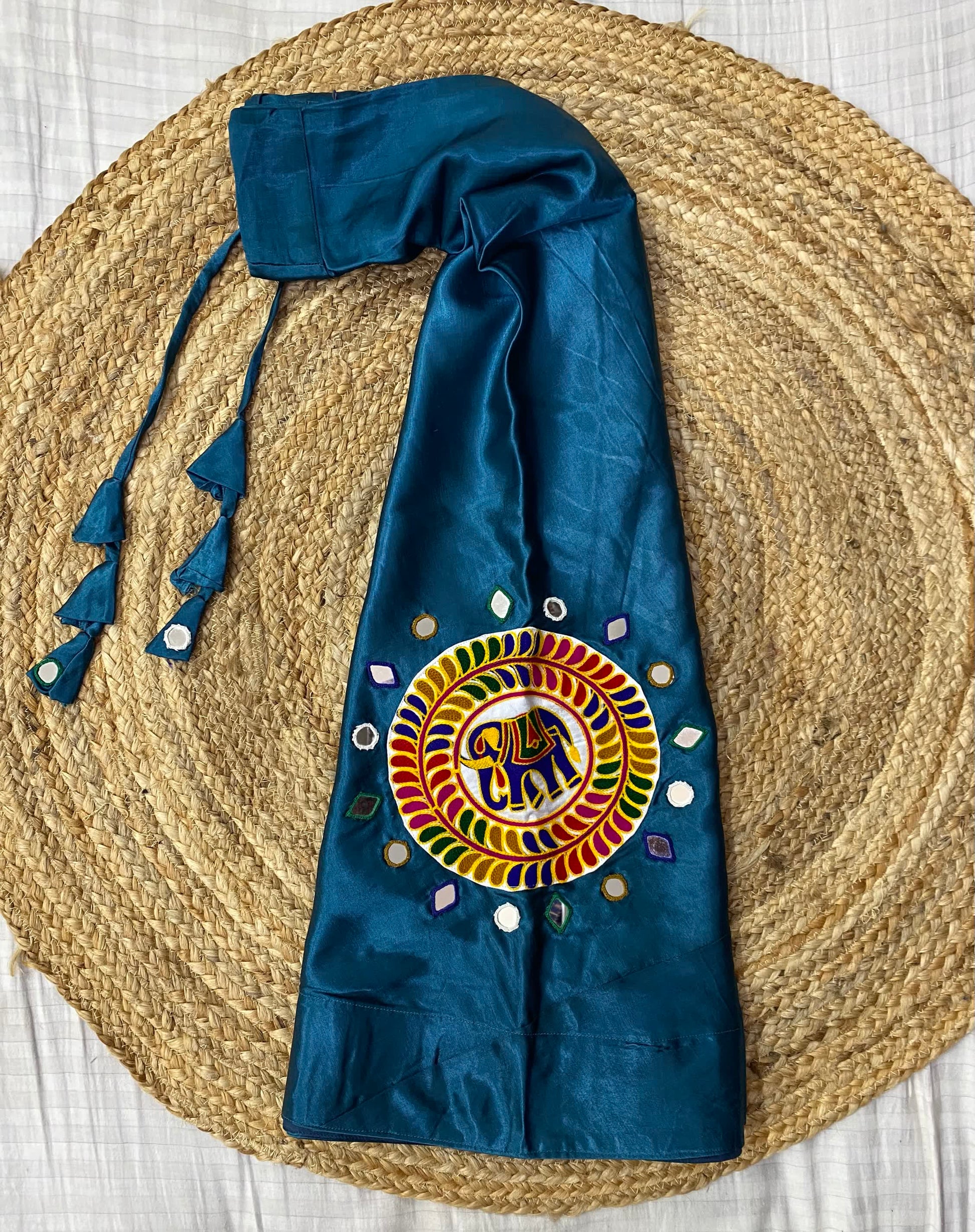 Mashroo Silk Round Patch Embroidered Skirt/Lahenga RAKHIYO