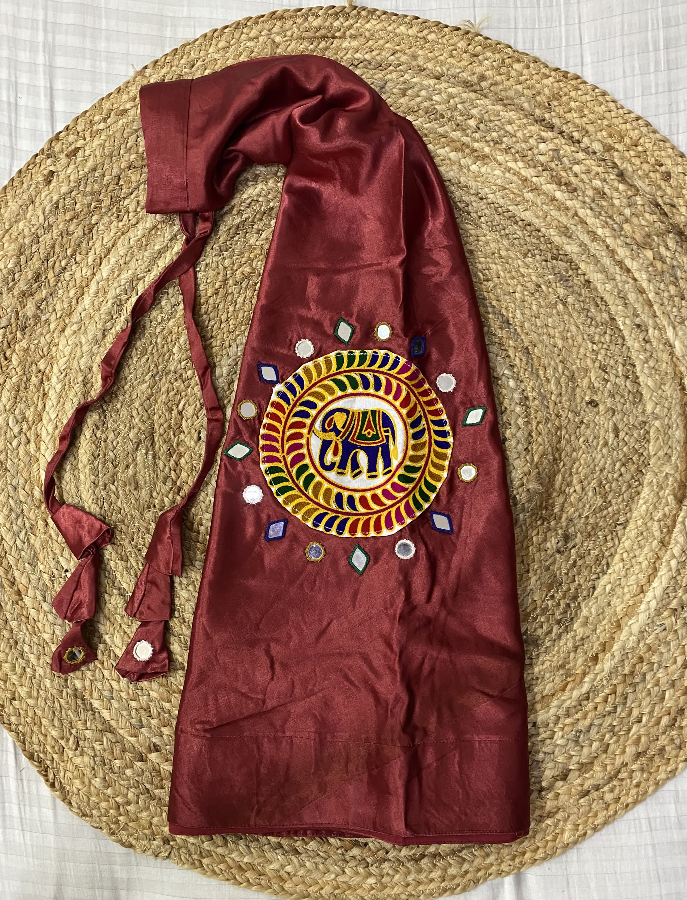 Mashroo Silk Round Patch Embroidered Skirt/Lahenga RAKHIYO