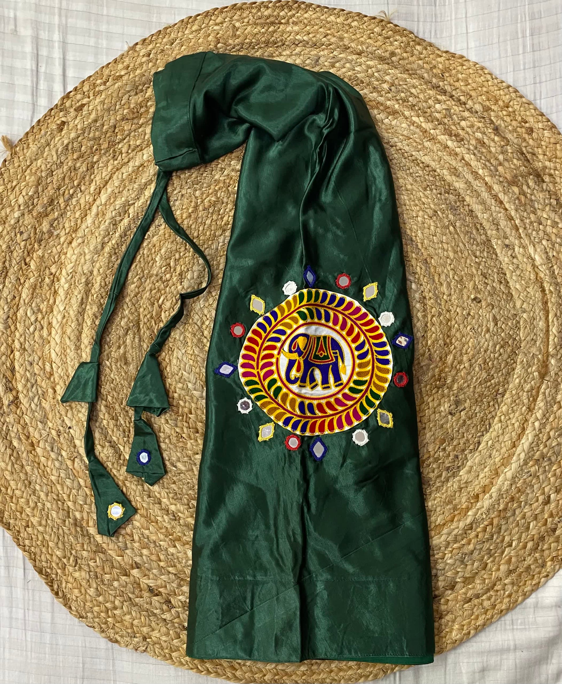 Mashroo Silk Round Patch Embroidered Skirt/Lahenga RAKHIYO