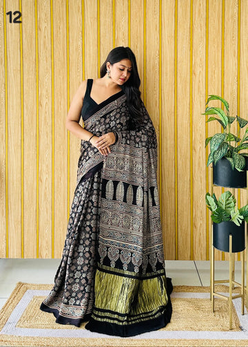 Ajarakh Tissue Modal Saree RAKHIYO