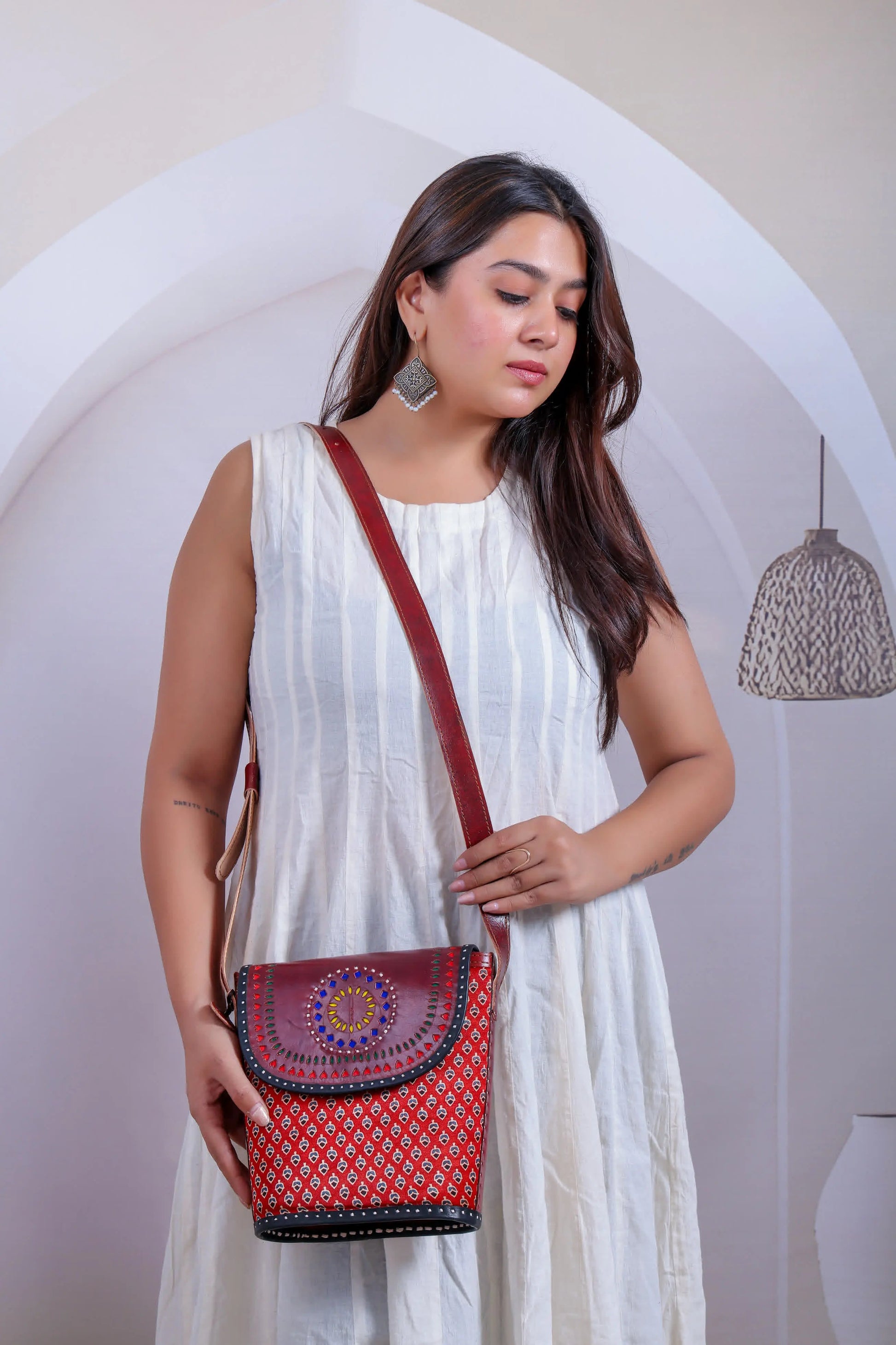 Maroon Ajarakh Bucket - The sling RAKHIYO