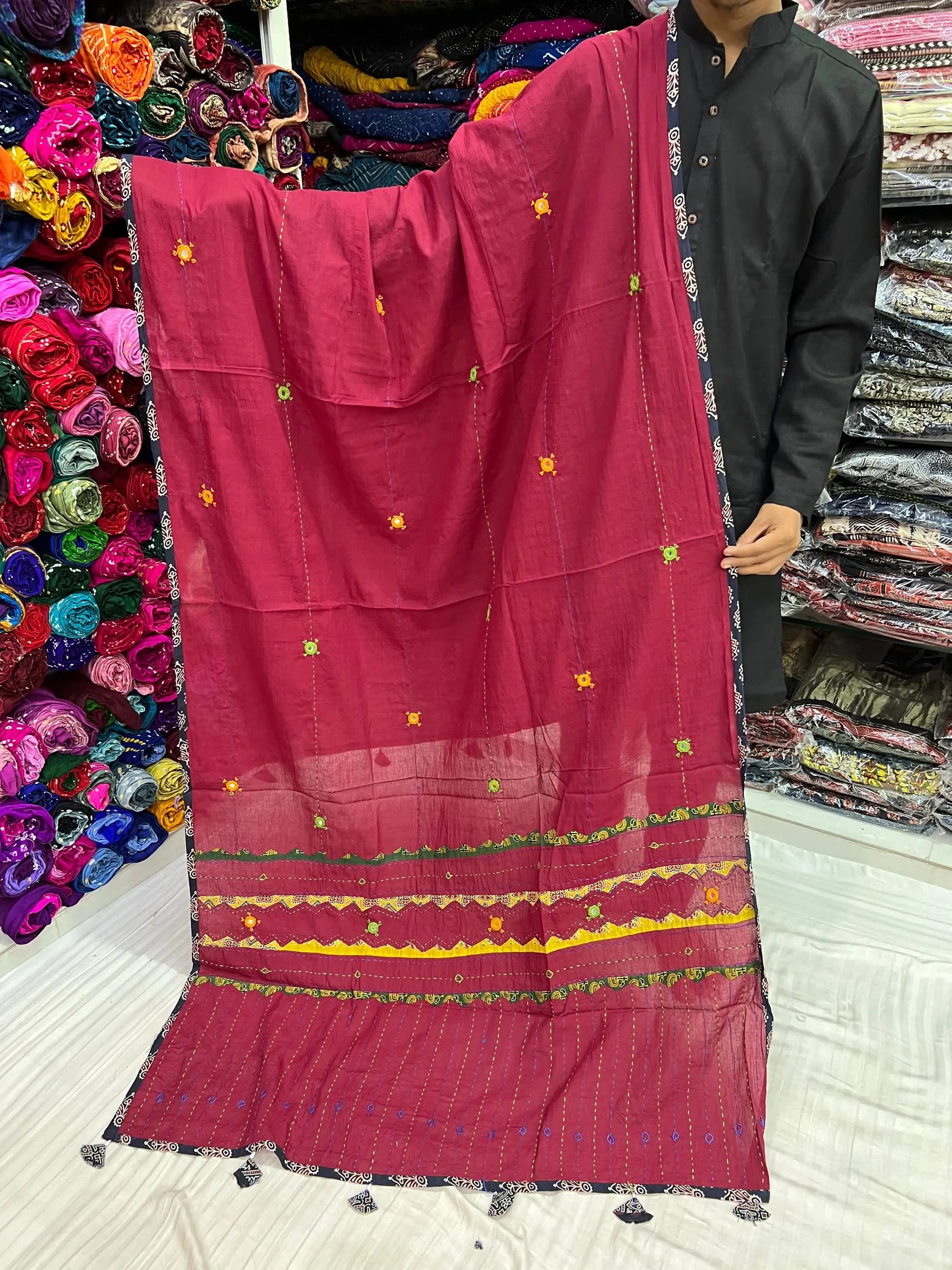Pink Kantha Cotton Dupatta RAKHIYO