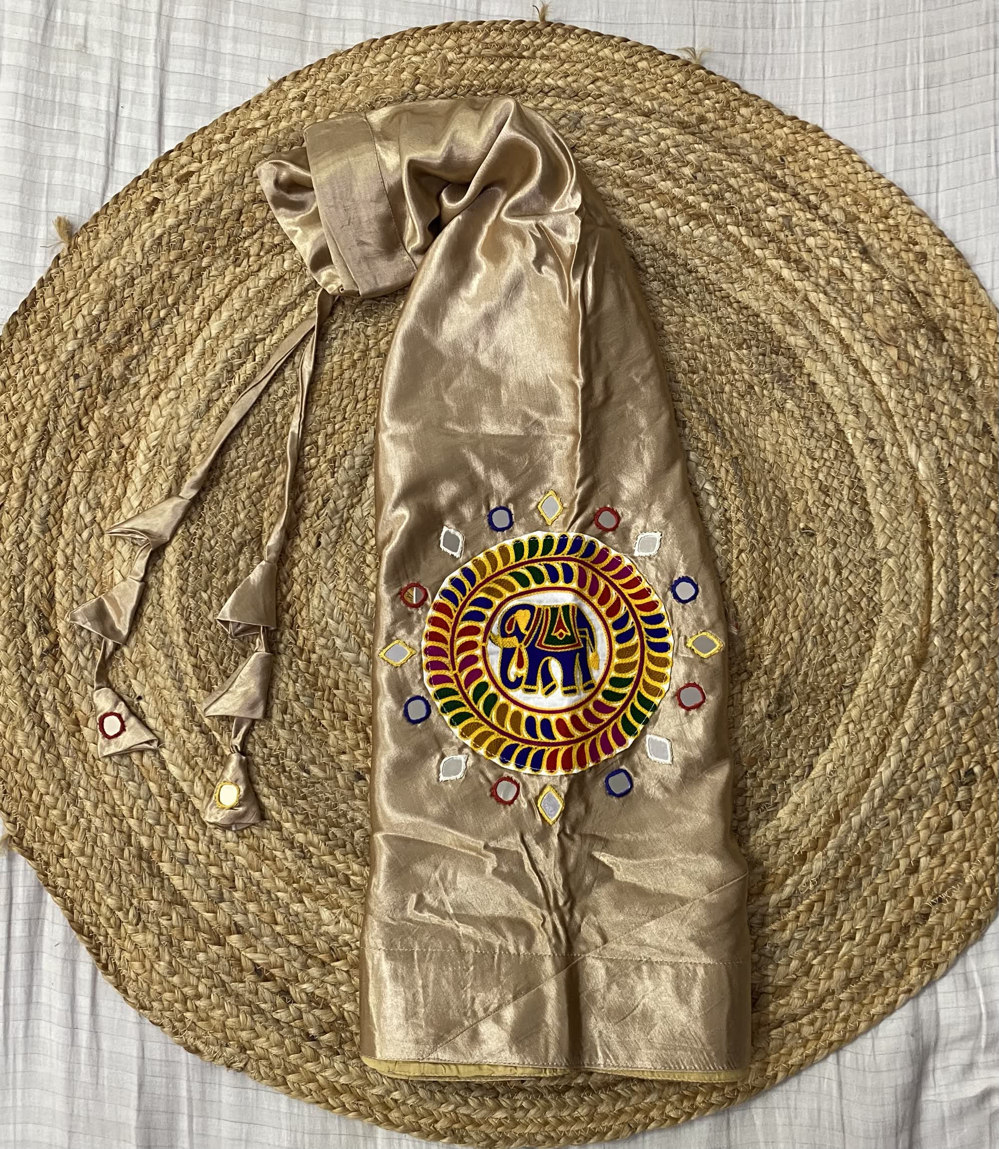 Mashroo Silk Round Patch Embroidered Skirt/Lahenga RAKHIYO