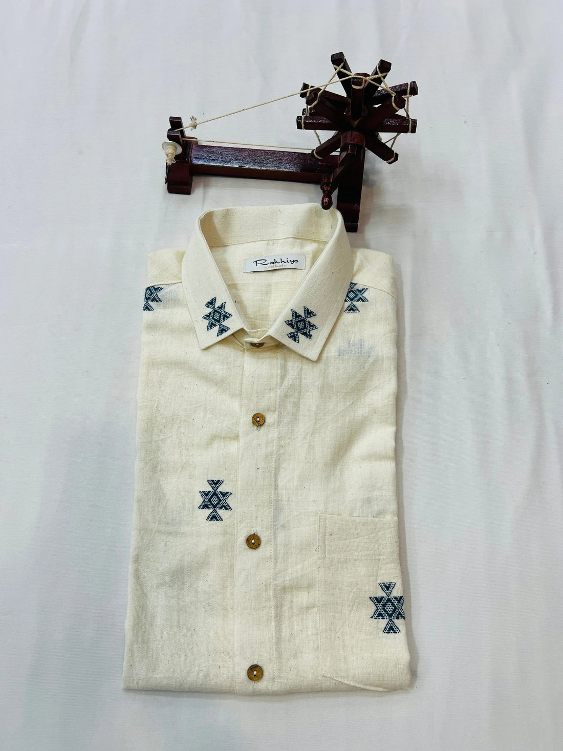 Chomakh Cream Kala Cotton Full Sleeve Shirt RAKHIYO