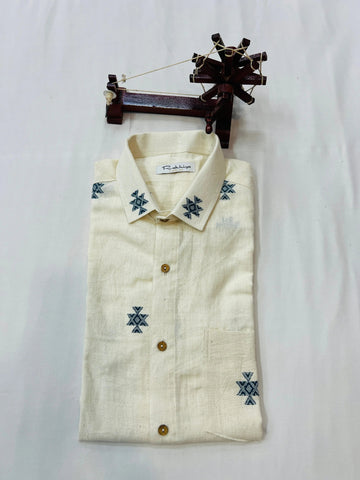 Chomakh Cream Kala Cotton Full Sleeve Shirt RAKHIYO