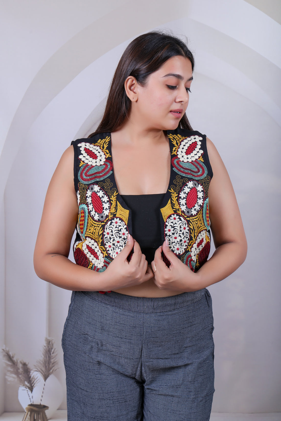 Kutchi Multi Embroidered Jacket With Pant RAKHIYO