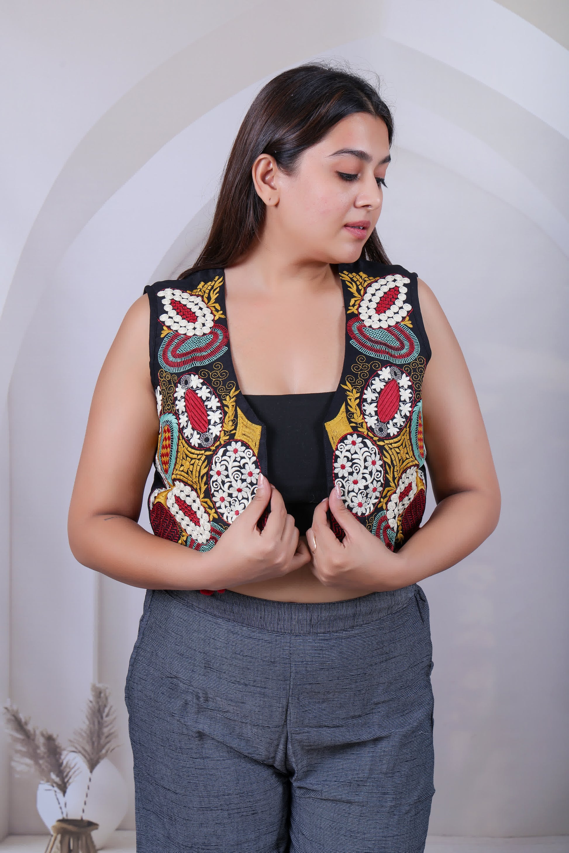 Kutchi Multi Embroidered Jacket With Pant RAKHIYO