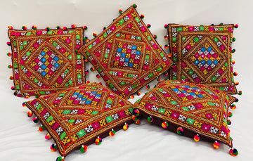 Kutchhi Bavaria Work Cushion Cover(Set of 5 pcs)