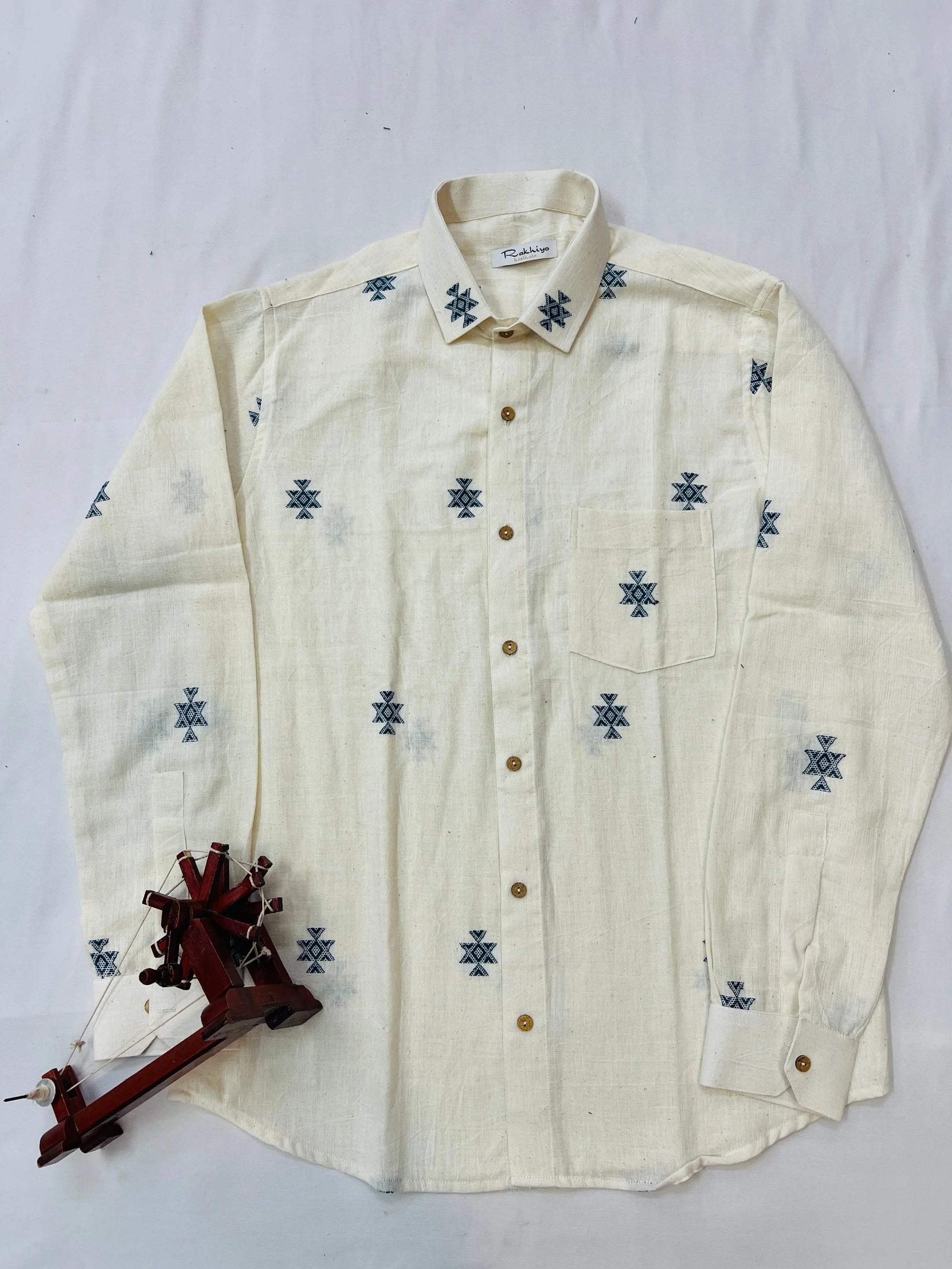 Chomakh Cream Kala Cotton Full Sleeve Shirt RAKHIYO
