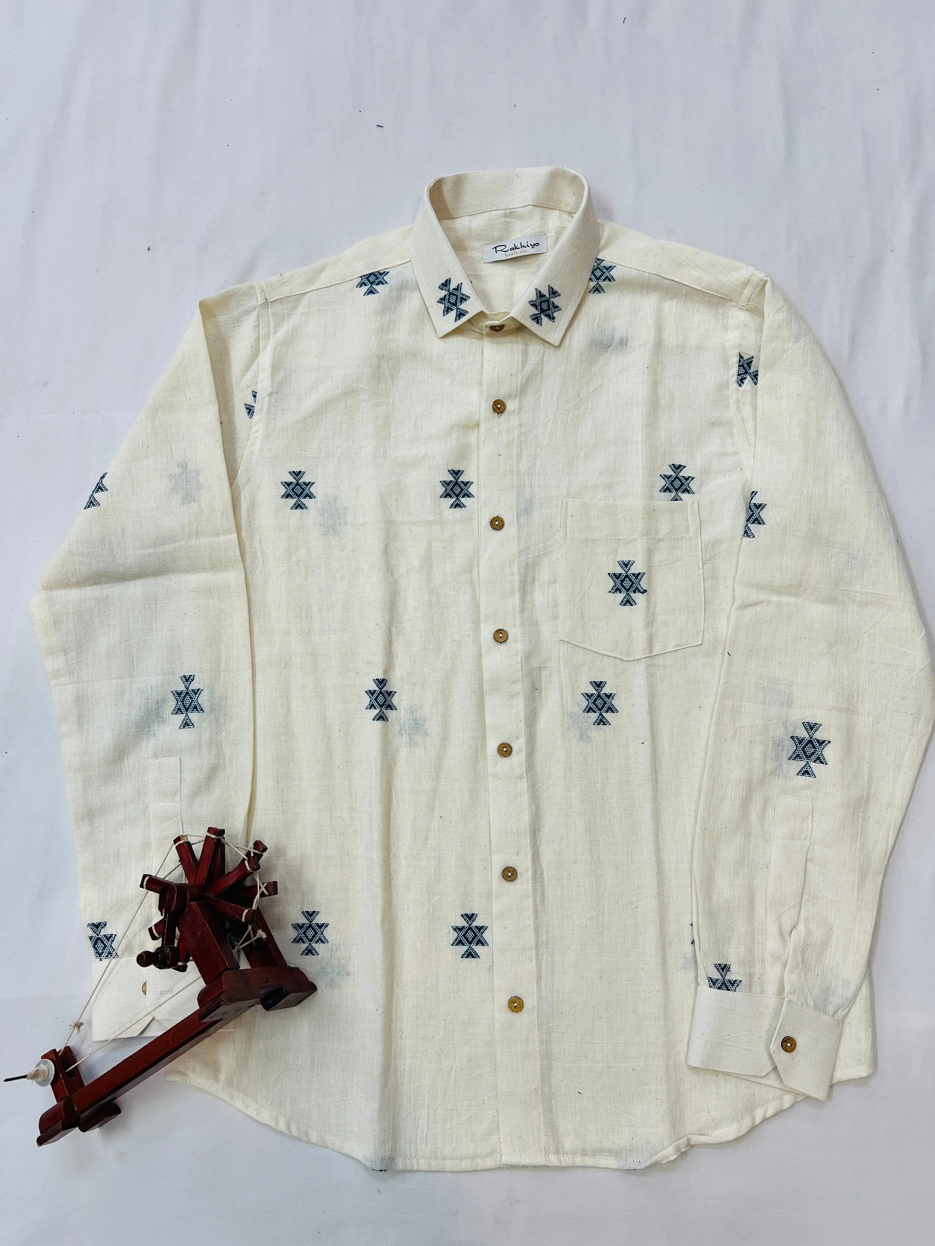 Chomakh Cream Kala Cotton Full Sleeve Shirt RAKHIYO