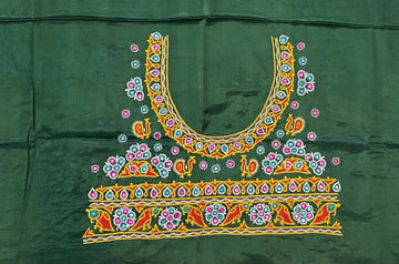 Ahir Kutch Hand Embroidered Mashroo Silk Blouse Piece RAKHIYO