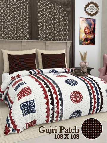 Gujri Patch & Kantha Print Double Bedsheet