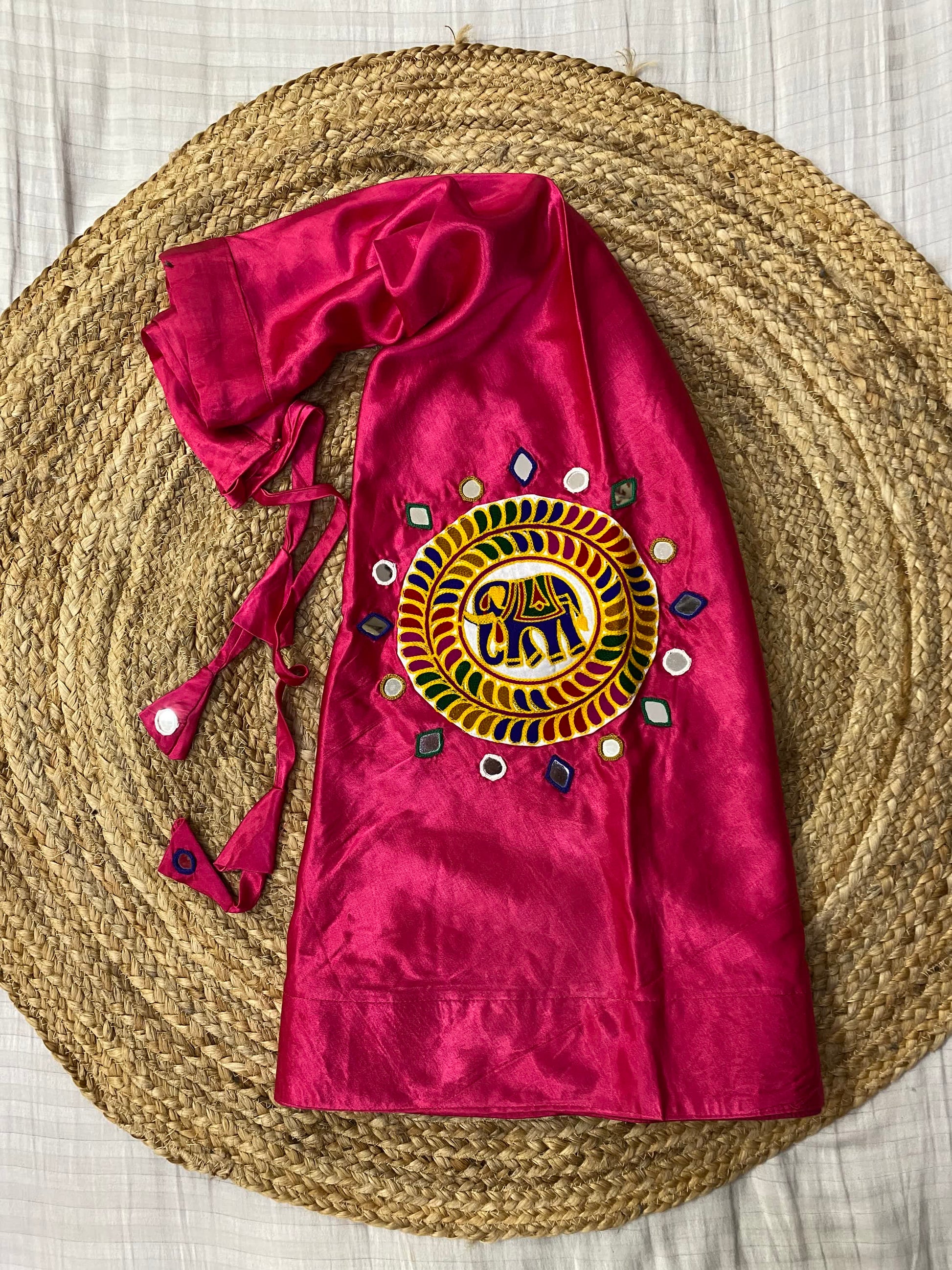 Mashroo Silk Round Patch Embroidered Skirt/Lahenga RAKHIYO