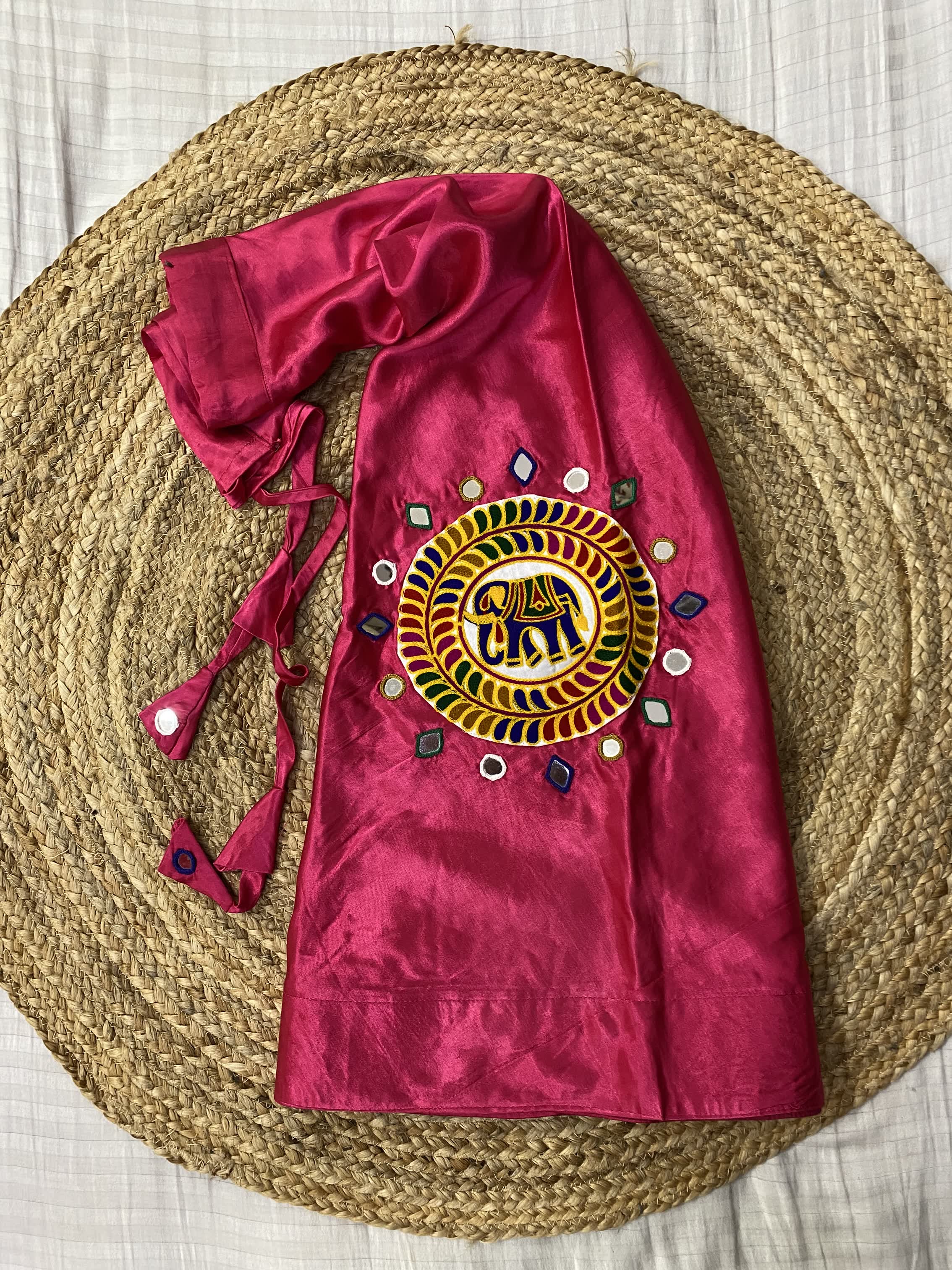 Mashroo Silk Round Patch Embroidered Skirt/Lahenga RAKHIYO