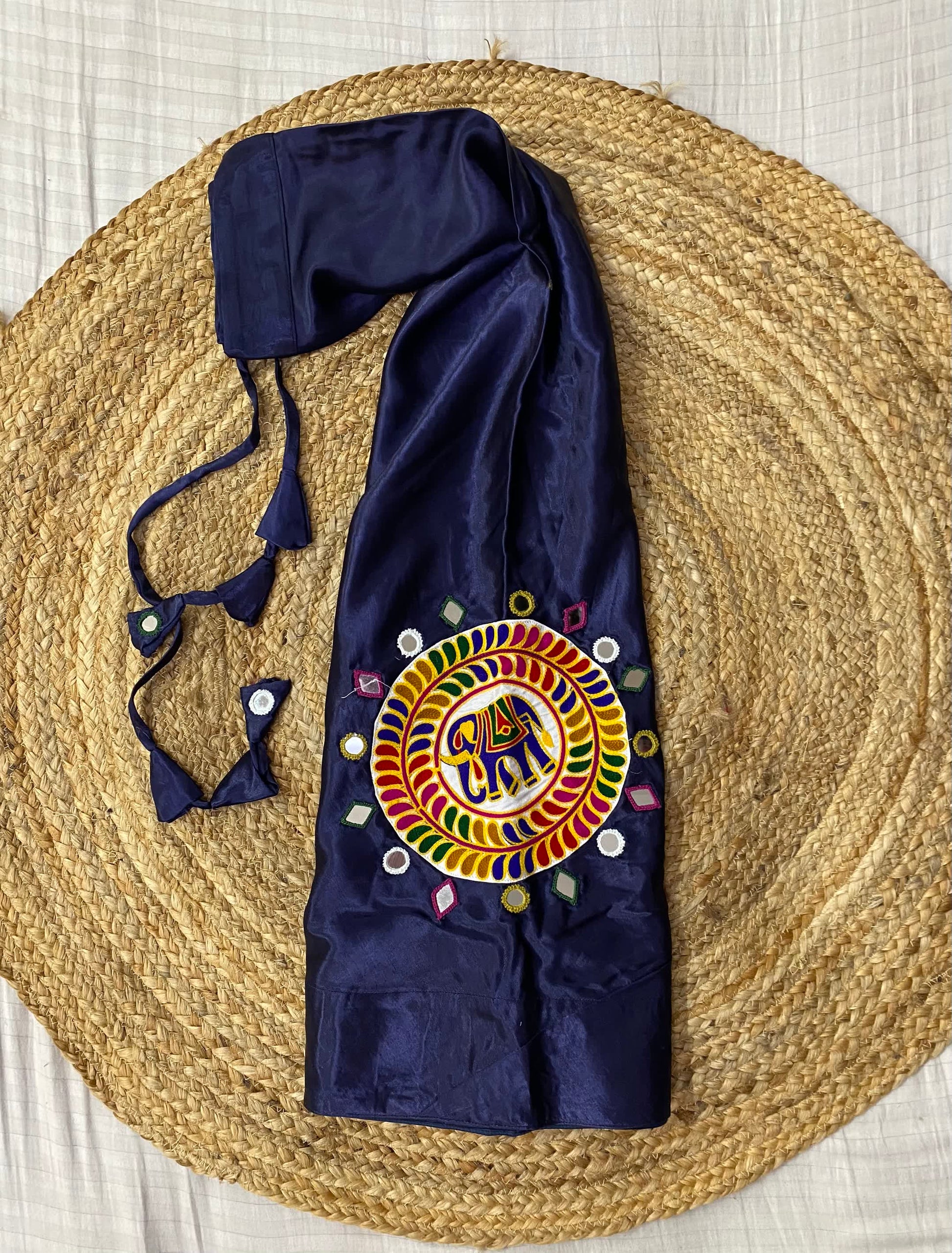 Mashroo Silk Round Patch Embroidered Skirt/Lahenga RAKHIYO