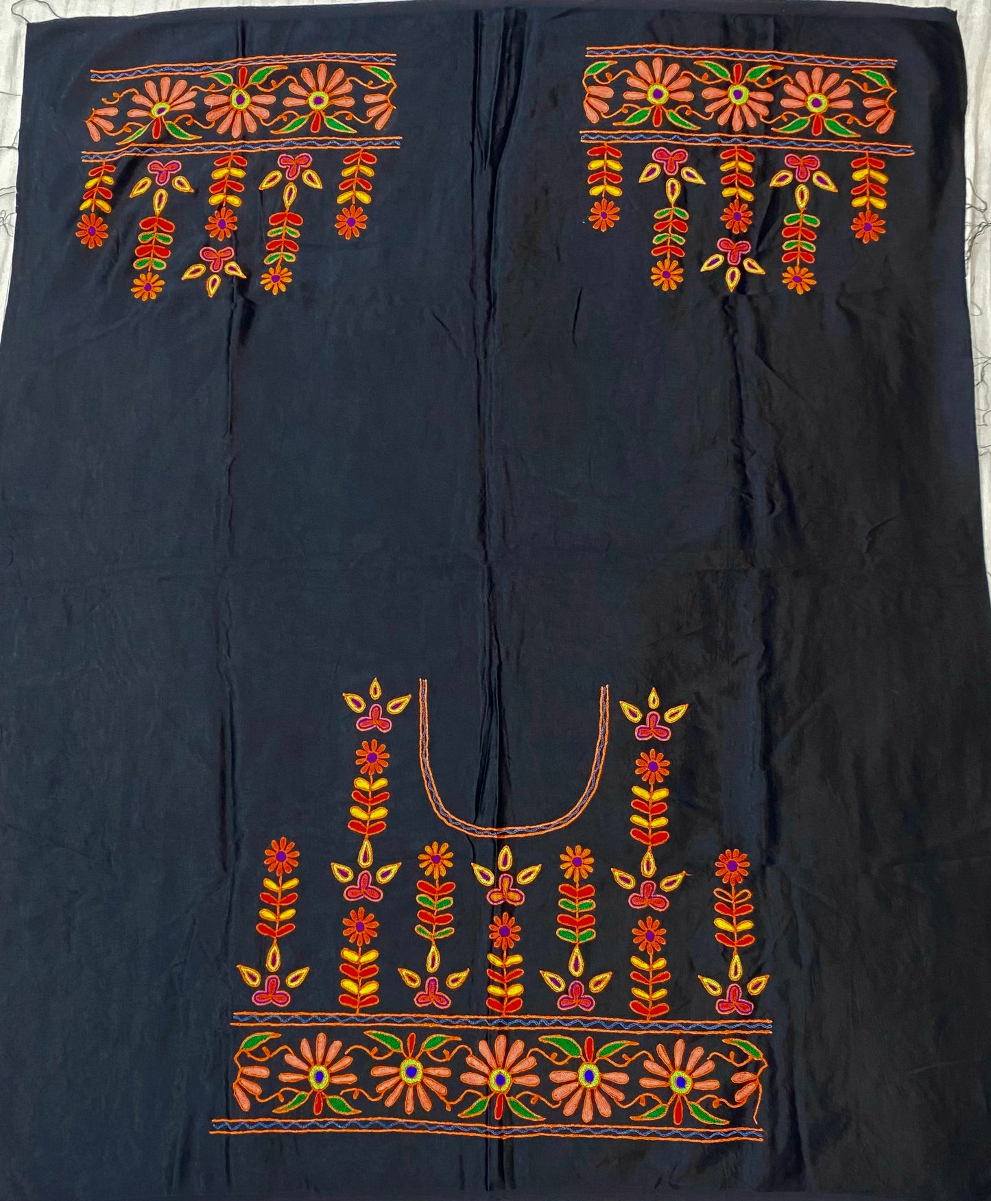 Aari Work Kutch Embroidered Mashroo Silk Blouse Piece
