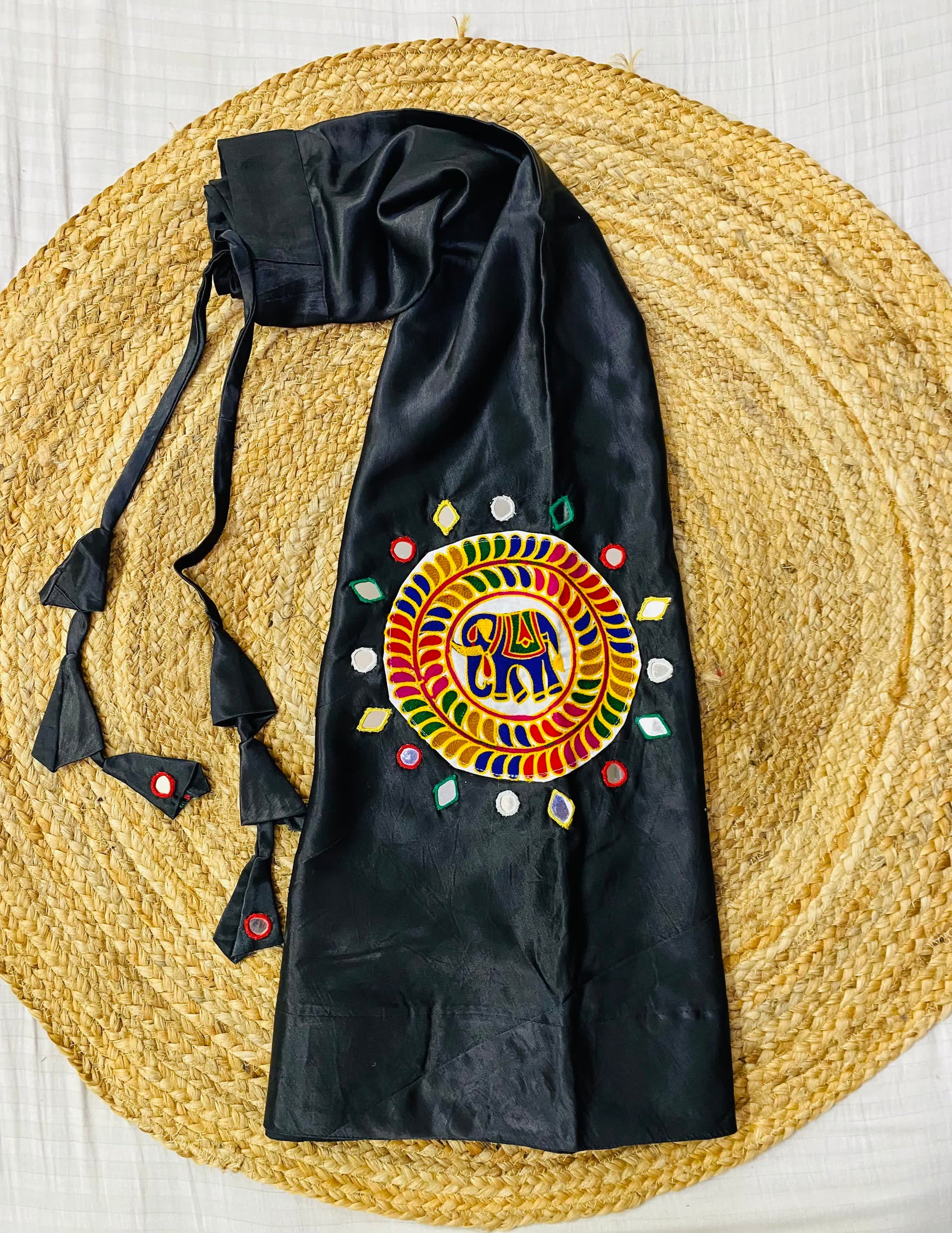 Mashroo Silk Round Patch Embroidered Skirt/Lahenga RAKHIYO