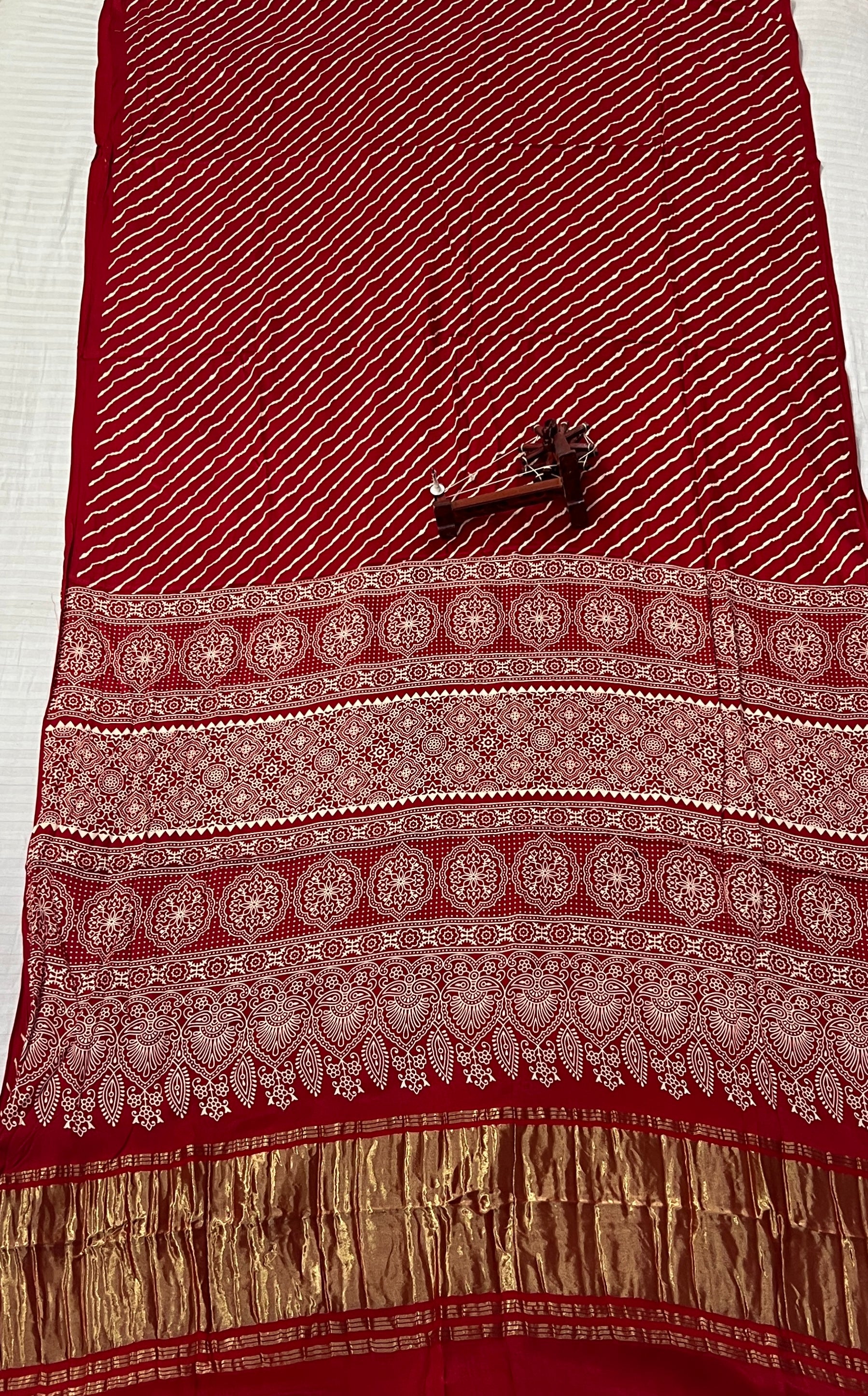 Tissue Laheriya Ajarakh Modal Saree