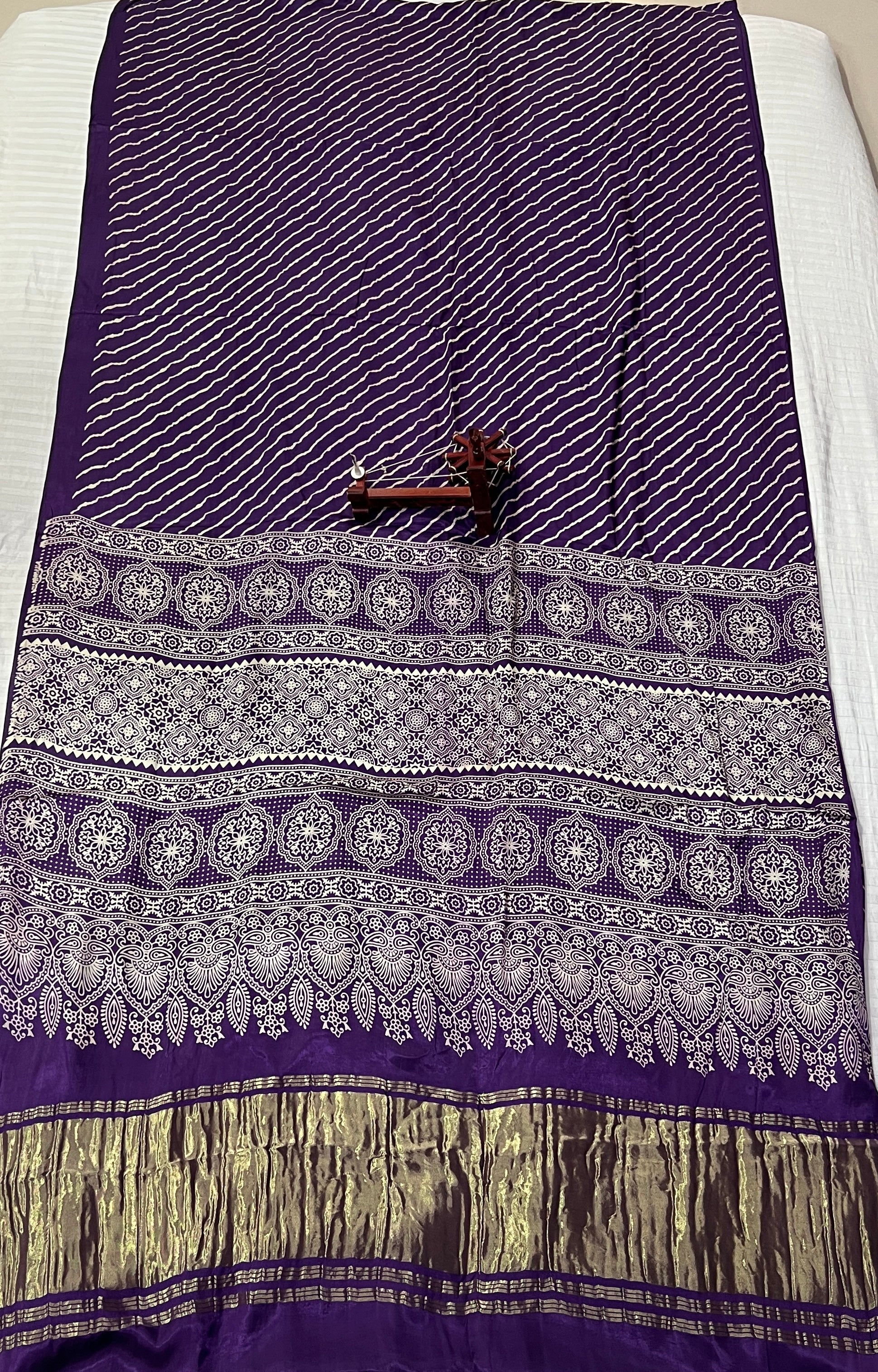 Tissue Laheriya Ajarakh Modal Saree