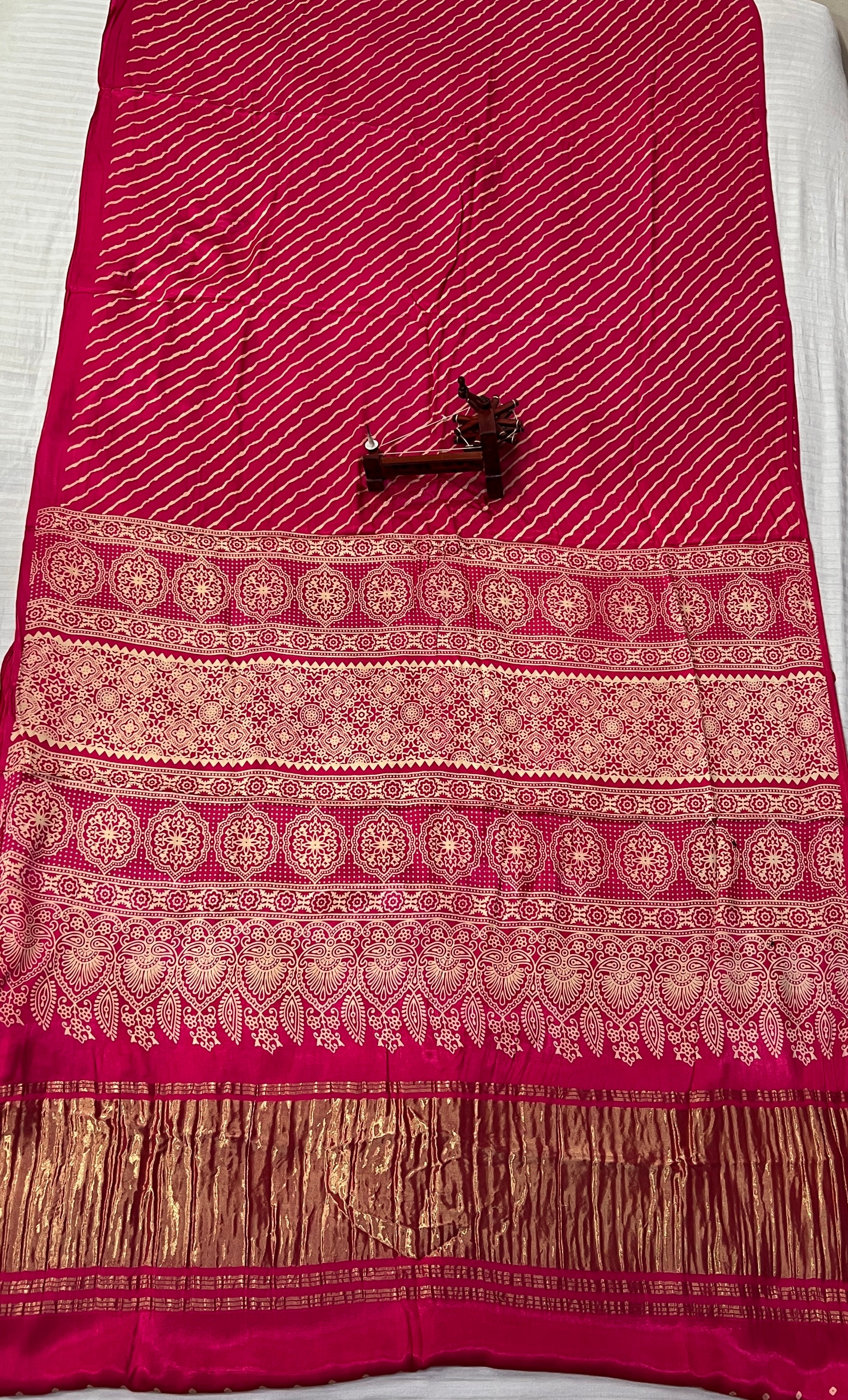 Tissue Laheriya Ajarakh Modal Saree