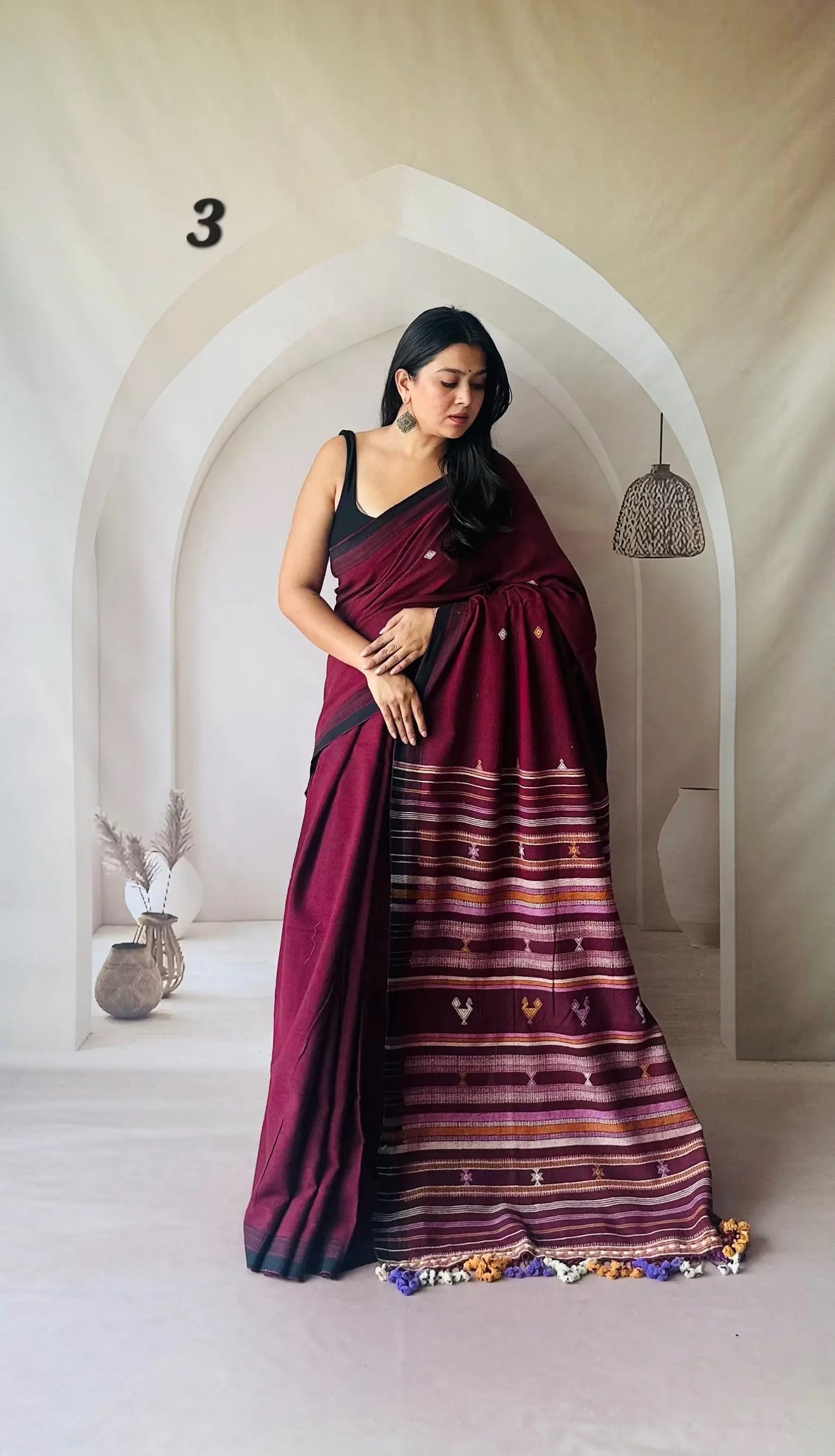 Bhujodi Handwoven Kala Cotton Saree RAKHIYO