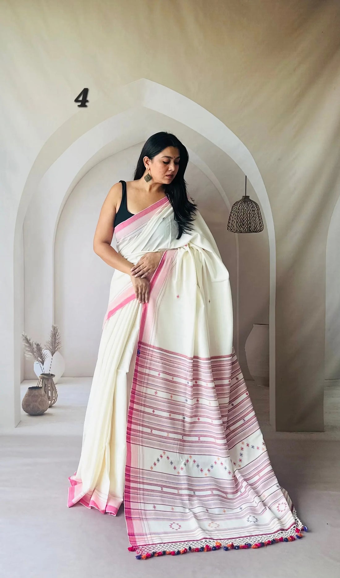 Bhujodi Handwoven Fine Cotton Saree RAKHIYO