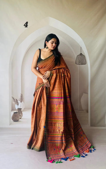 Bhujodi Handwoven Kala Cotton Saree RAKHIYO