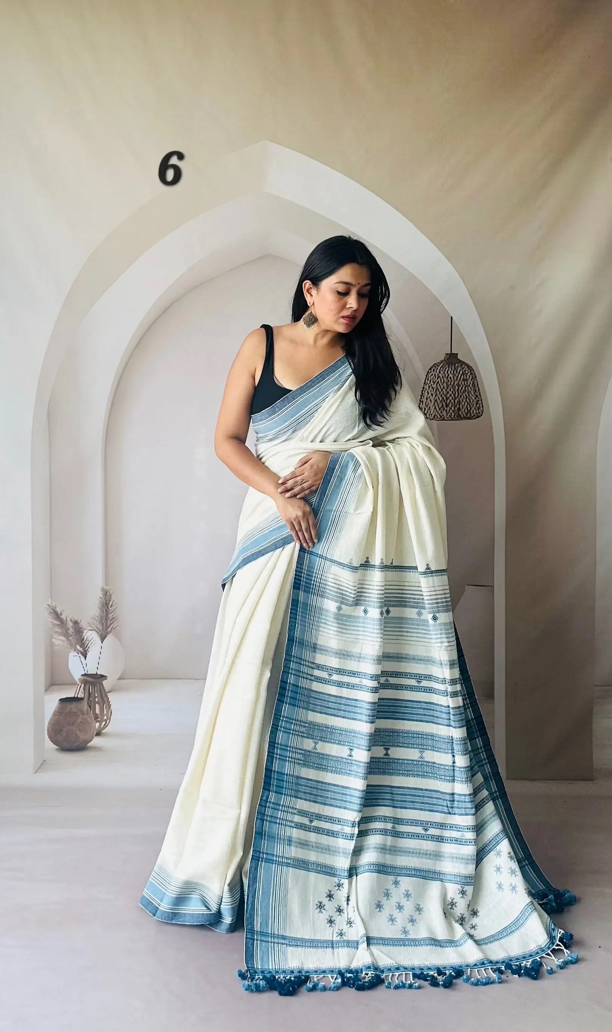 Bhujodi Handwoven Kala Cotton Saree RAKHIYO