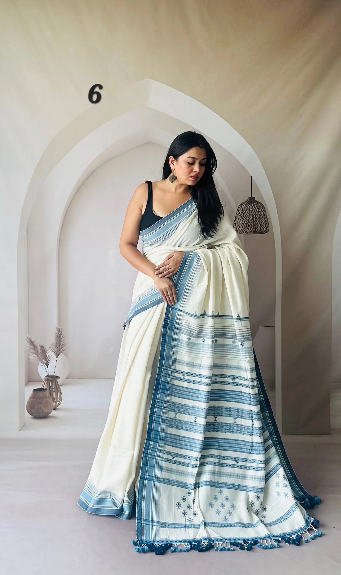 Bhujodi Handwoven Kala Cotton Saree RAKHIYO