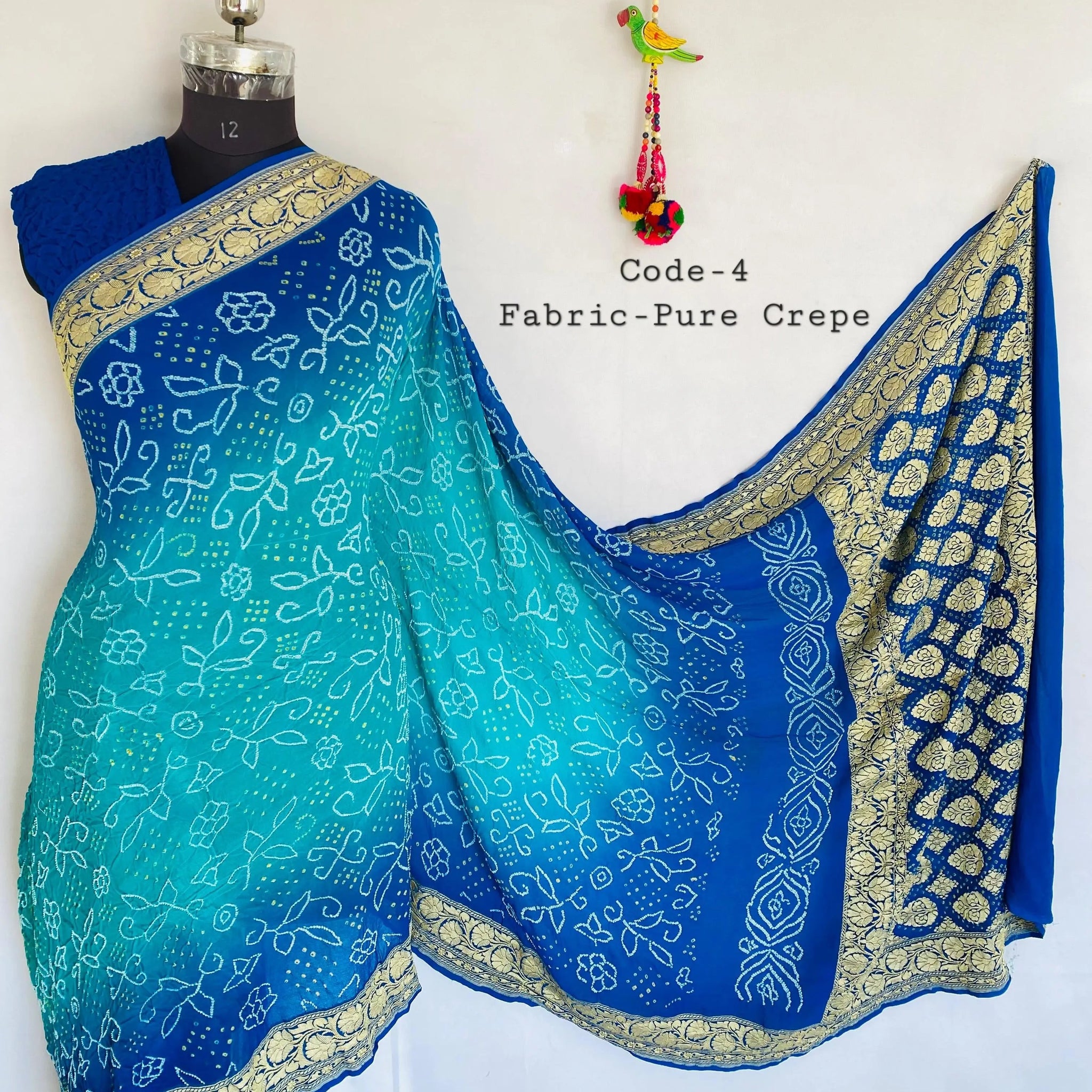 Premium Pure Crepe Bandhej Saree RAKHIYO