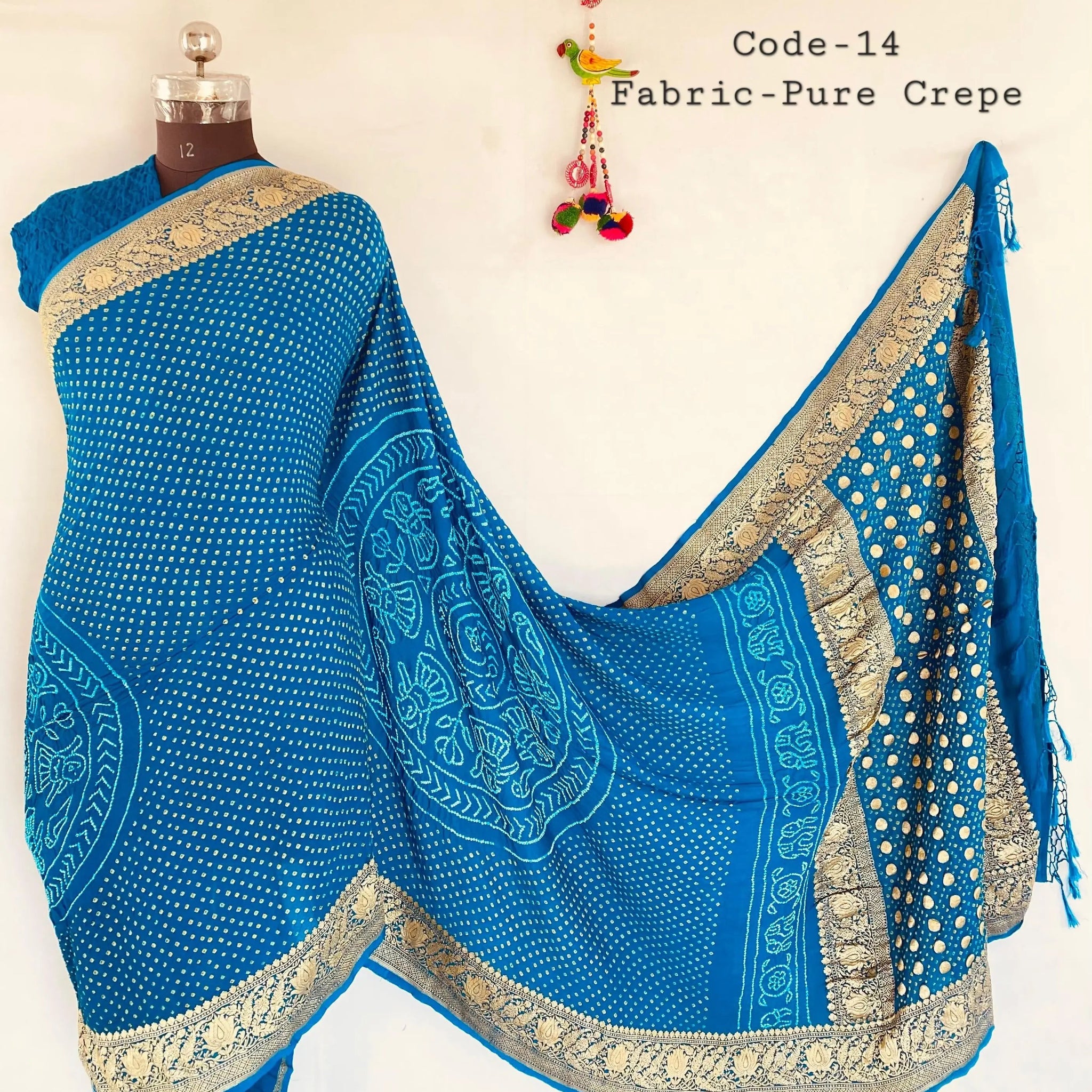 Premium Pure Crepe Bandhej Saree RAKHIYO