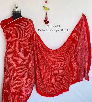 Premium Rai Bandhej Muga Silk Saree RAKHIYO