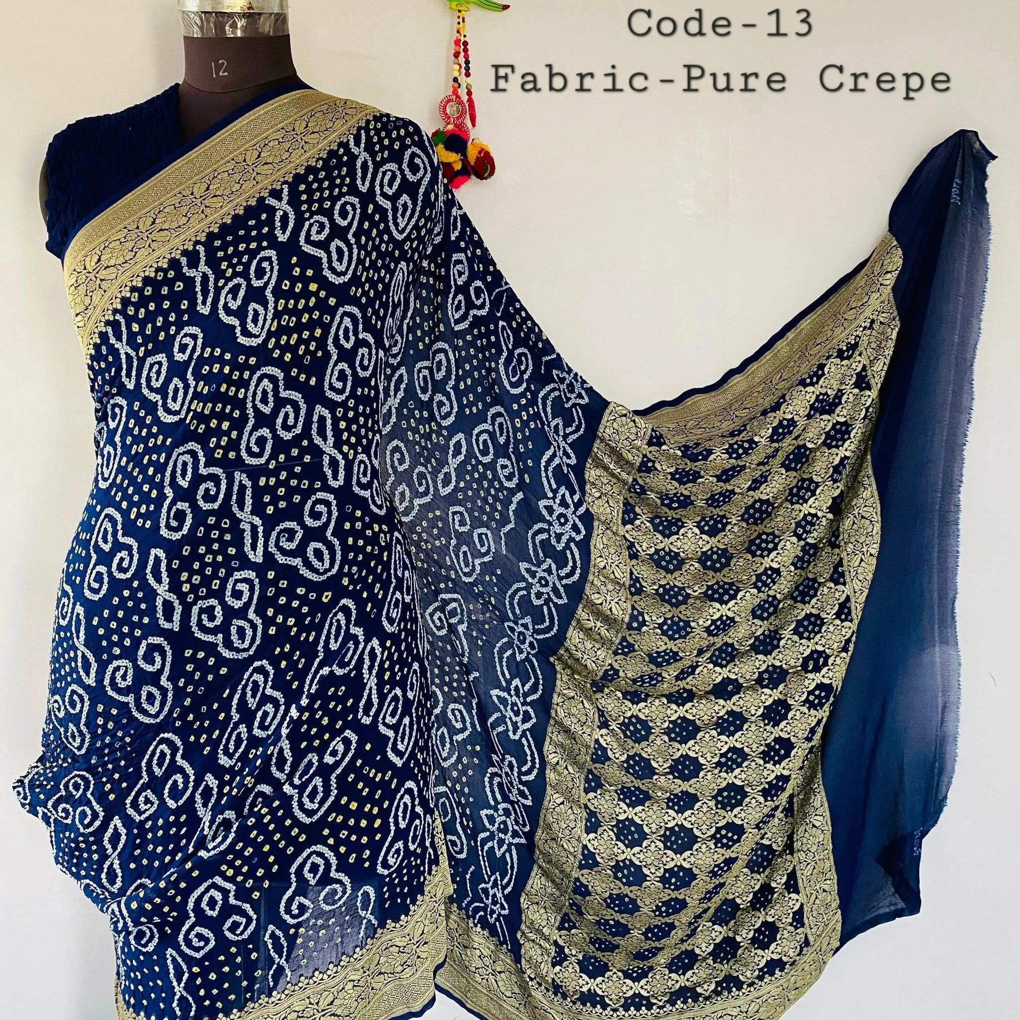 Premium Pure Crepe Bandhej Saree RAKHIYO