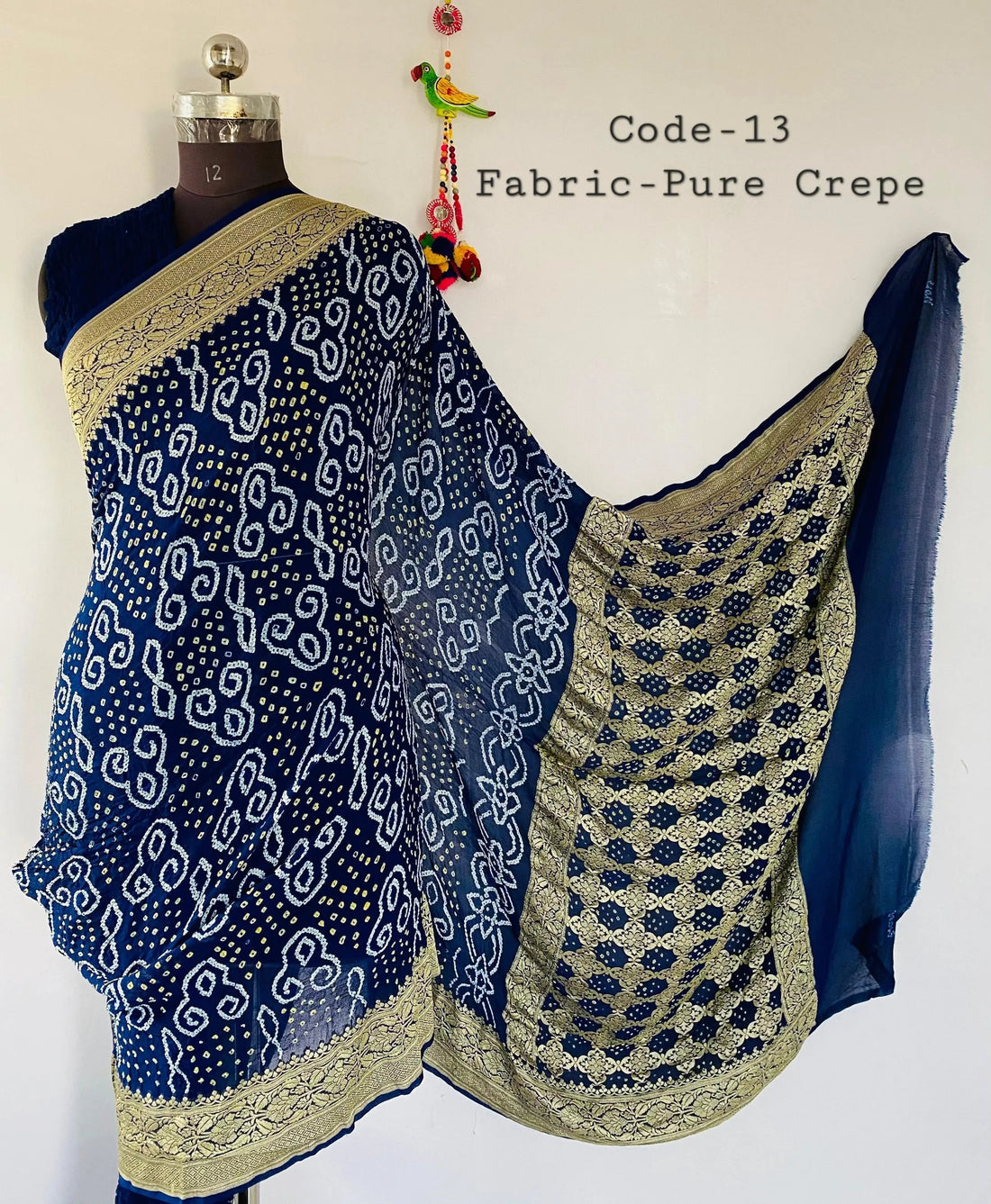 Premium Pure Crepe Bandhej Saree RAKHIYO