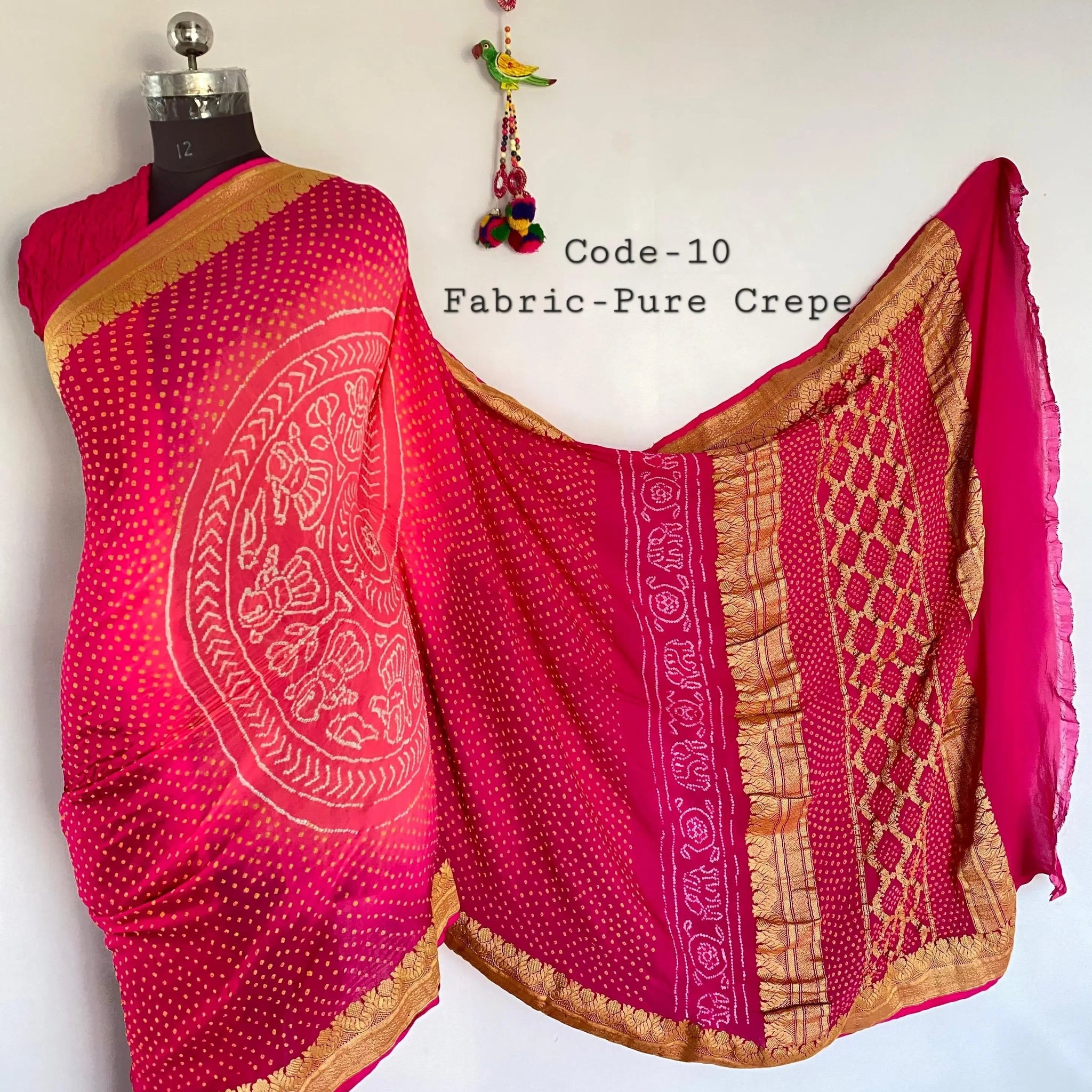 Premium Pure Crepe Bandhej Saree RAKHIYO