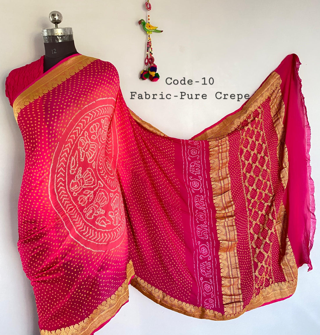 Premium Pure Crepe Bandhej Saree