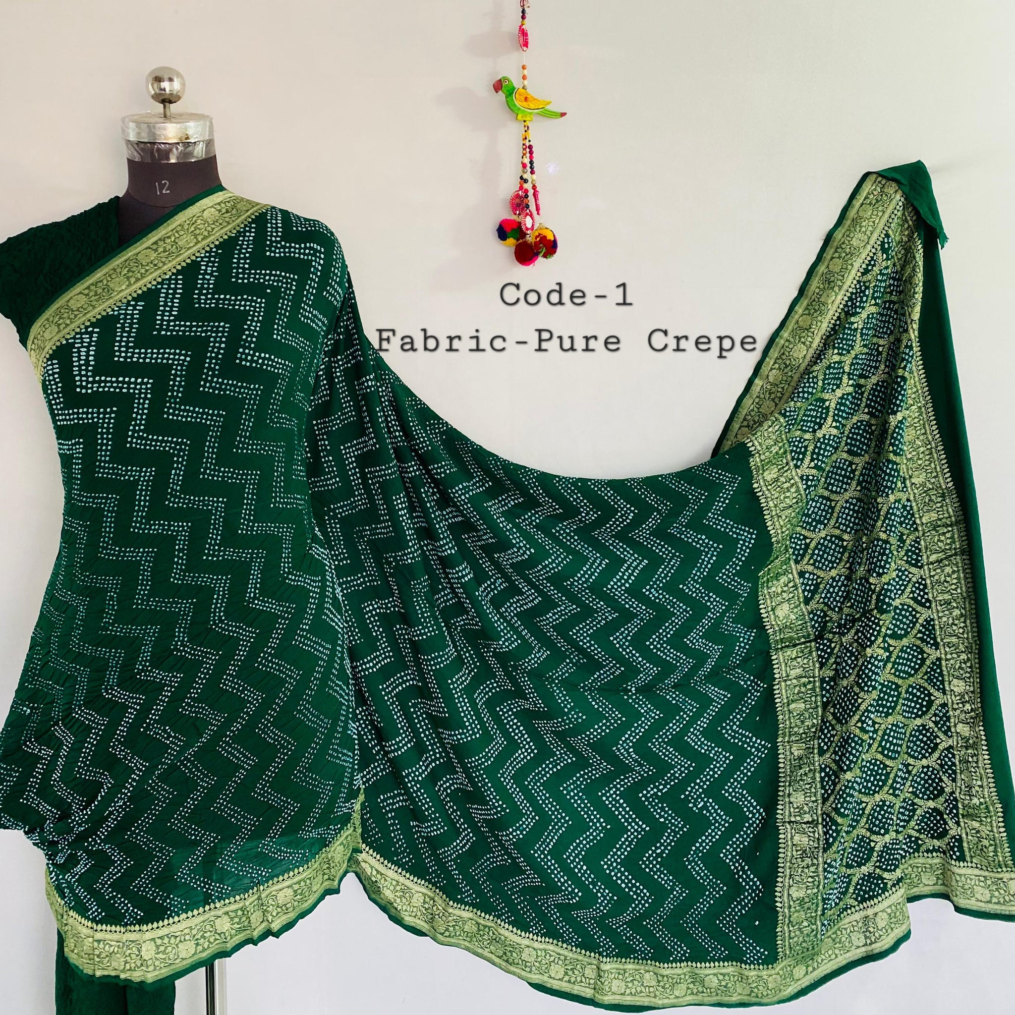 Premium Pure Crepe Bandhej Saree