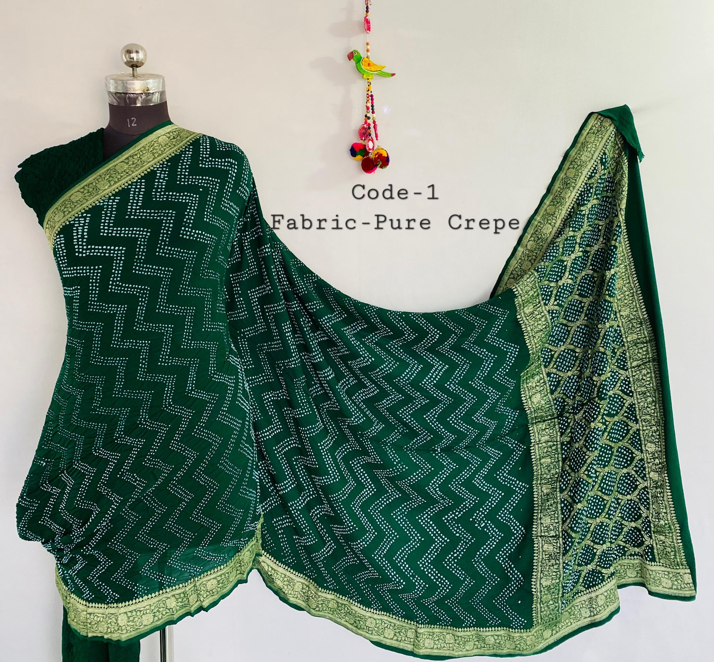 Premium Pure Crepe Bandhej Saree